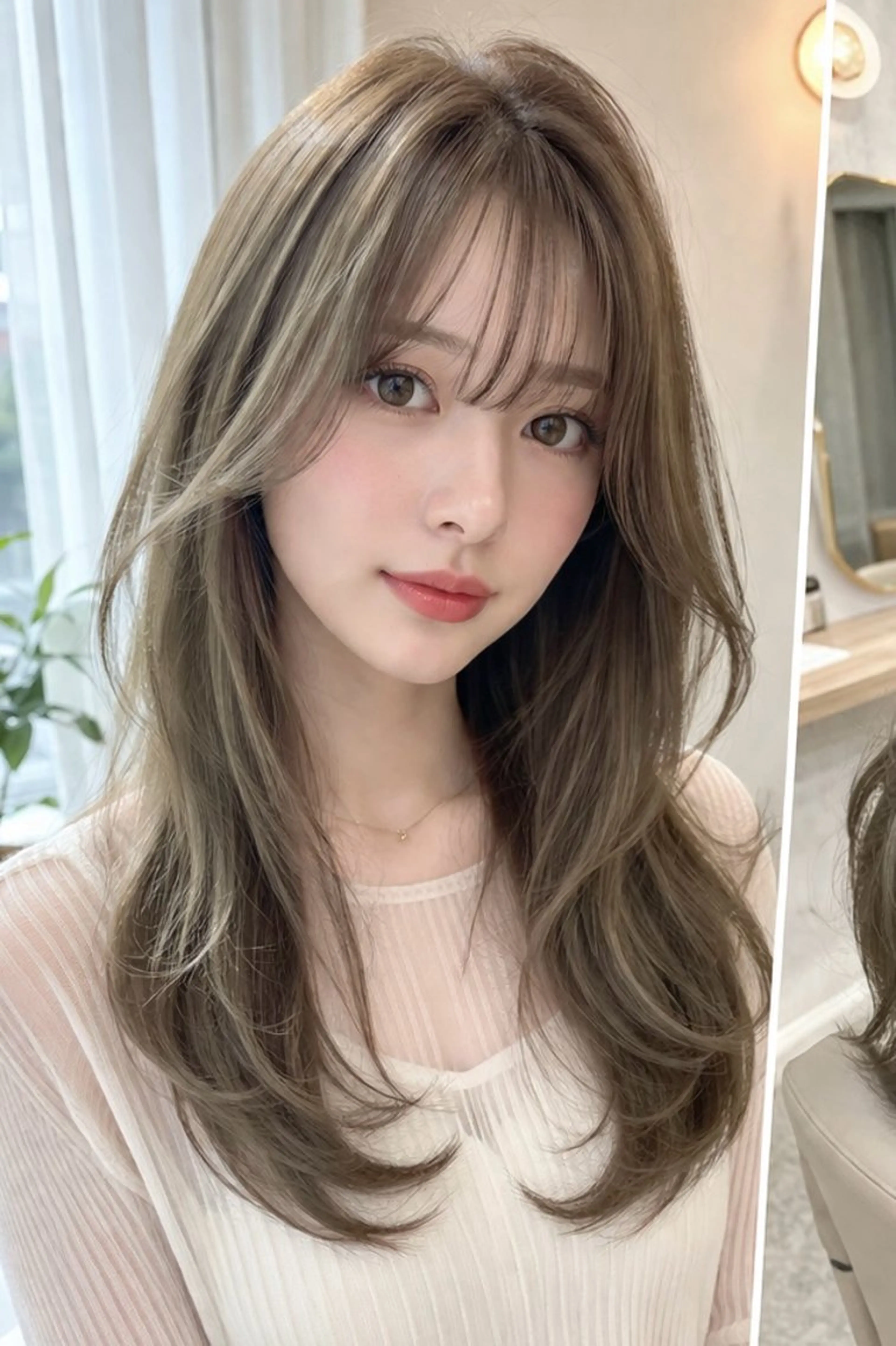 セミロング カラー ベージュカラー ブリーチ 透明感カラー ダブルカラー イルミナカラー ヘアカラー 岡崎勇人/レイヤー/ 韓国/ケラチンTRのヘアスタイル