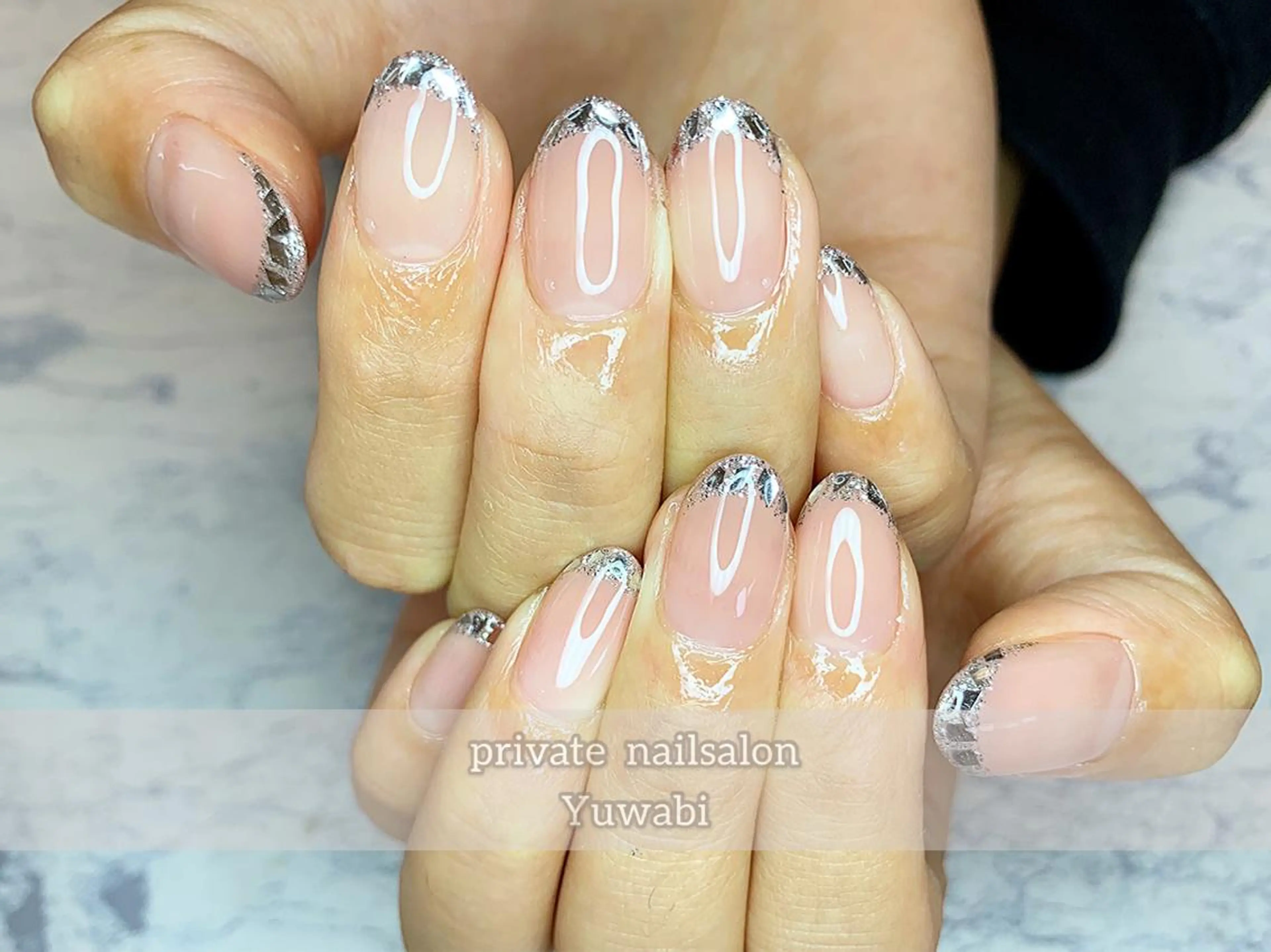 ネイル フレンチネイル ガラスフレンチ ハンドネイル フットネイル Yuwabi Nail所属・Mimore ミモア 水戸のネイルデザイン