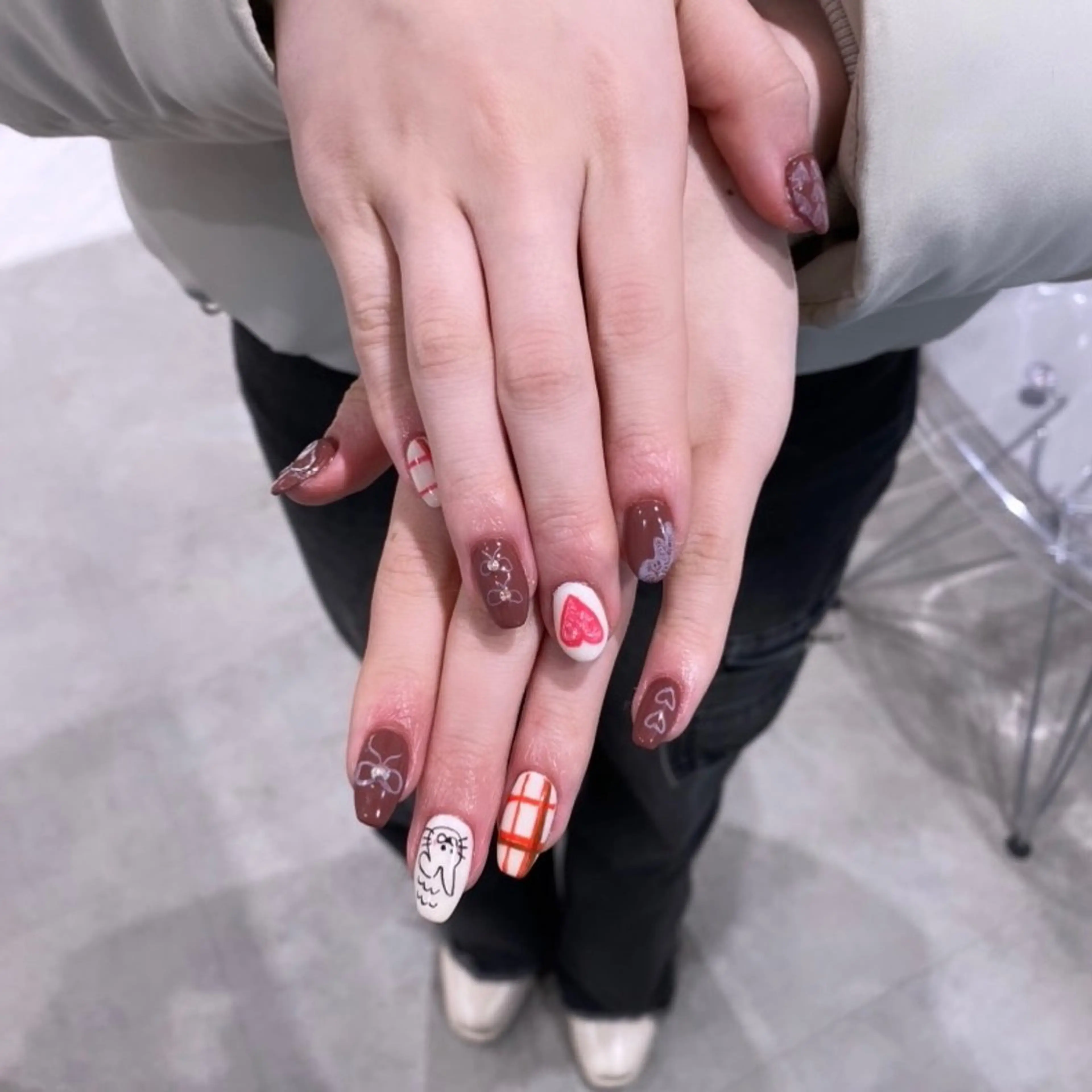 ネイル 韓国ネイル ワンホンネイル emu所属・けいこ🍊ニュアンス ネイル/個性派ネイルのネイルデザイン