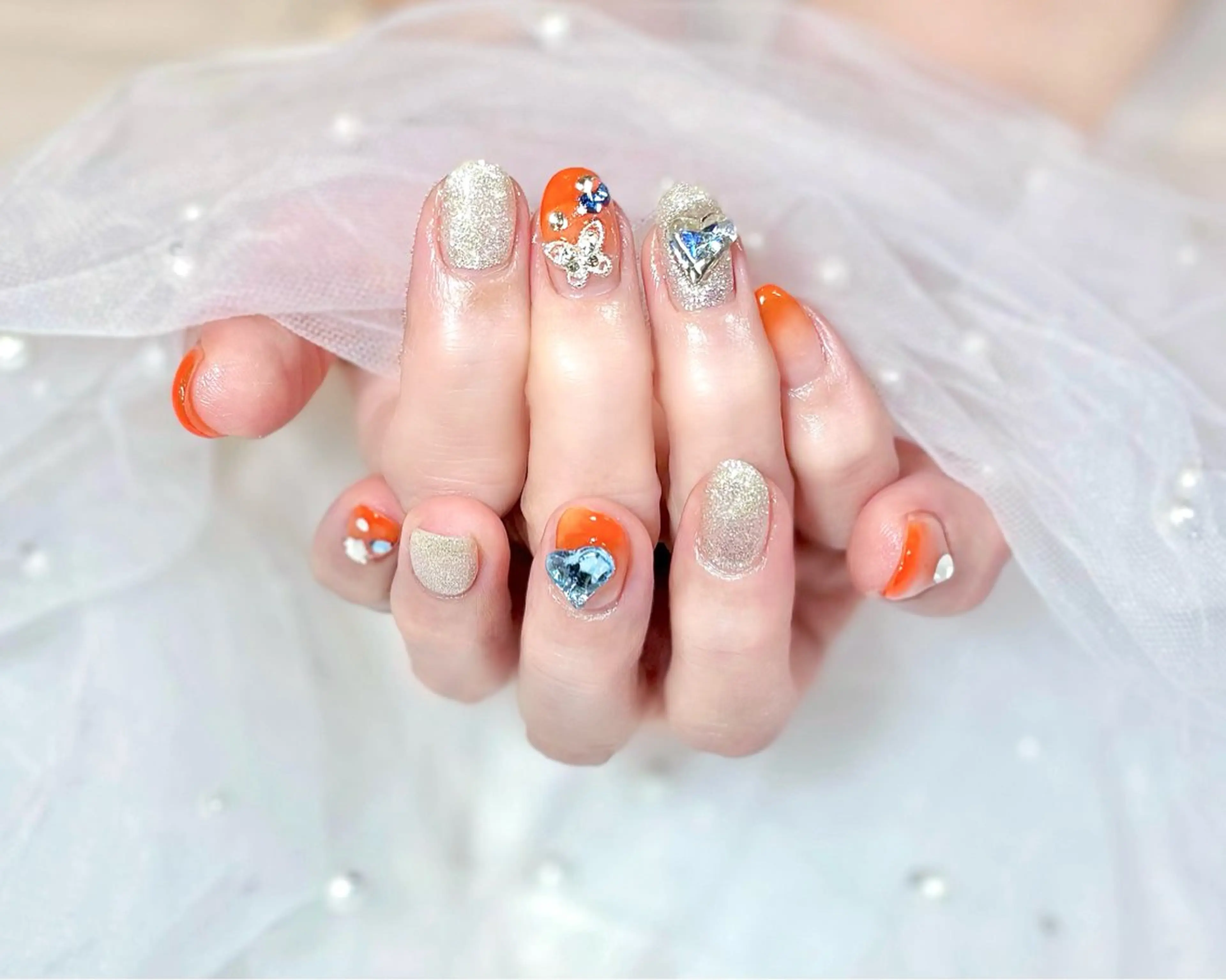 ネイル グラデーション 韓国ネイル オレンジ Chat　noir所属・【chatnoir】 MIYUのネイルデザイン