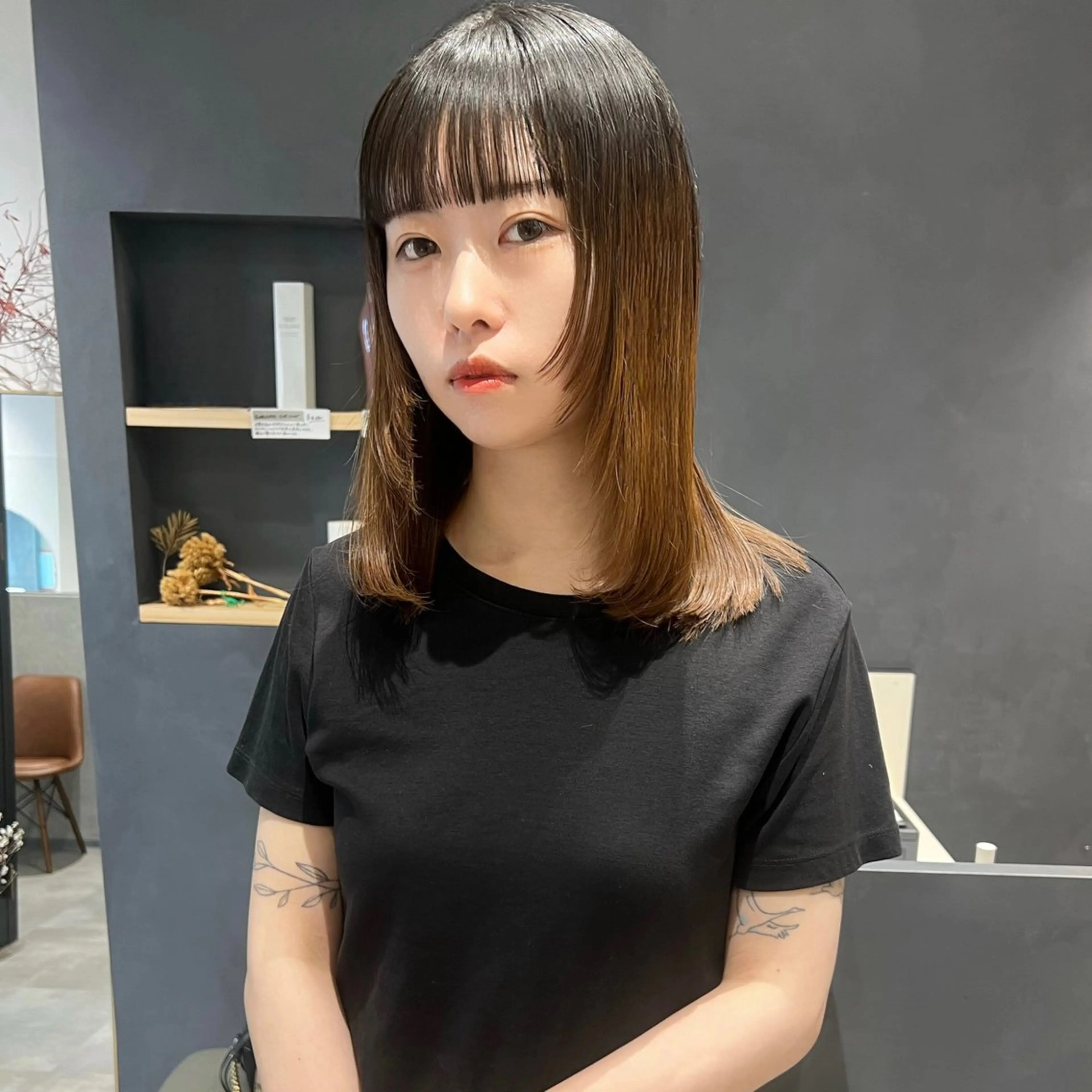 セミロング 姫カット レイヤーカット AI TOKYO　S所属・mizuki 【韓国レイヤー】のヘアスタイル