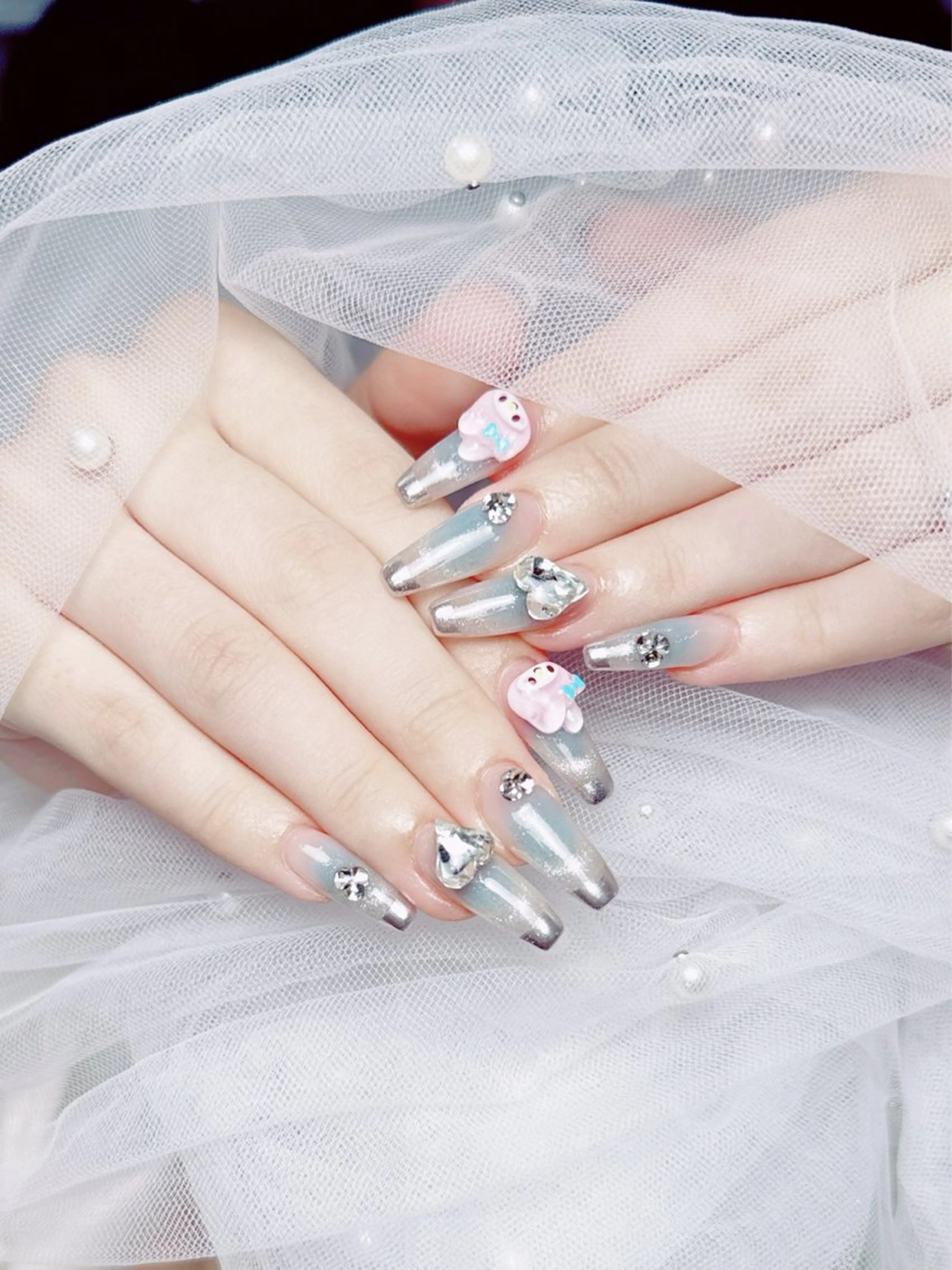 ネイル フレンチネイル ジェルネイル ハート 韓国ネイル マグネットネイル ハンドネイル ネイルサロン lotusのネイルデザイン