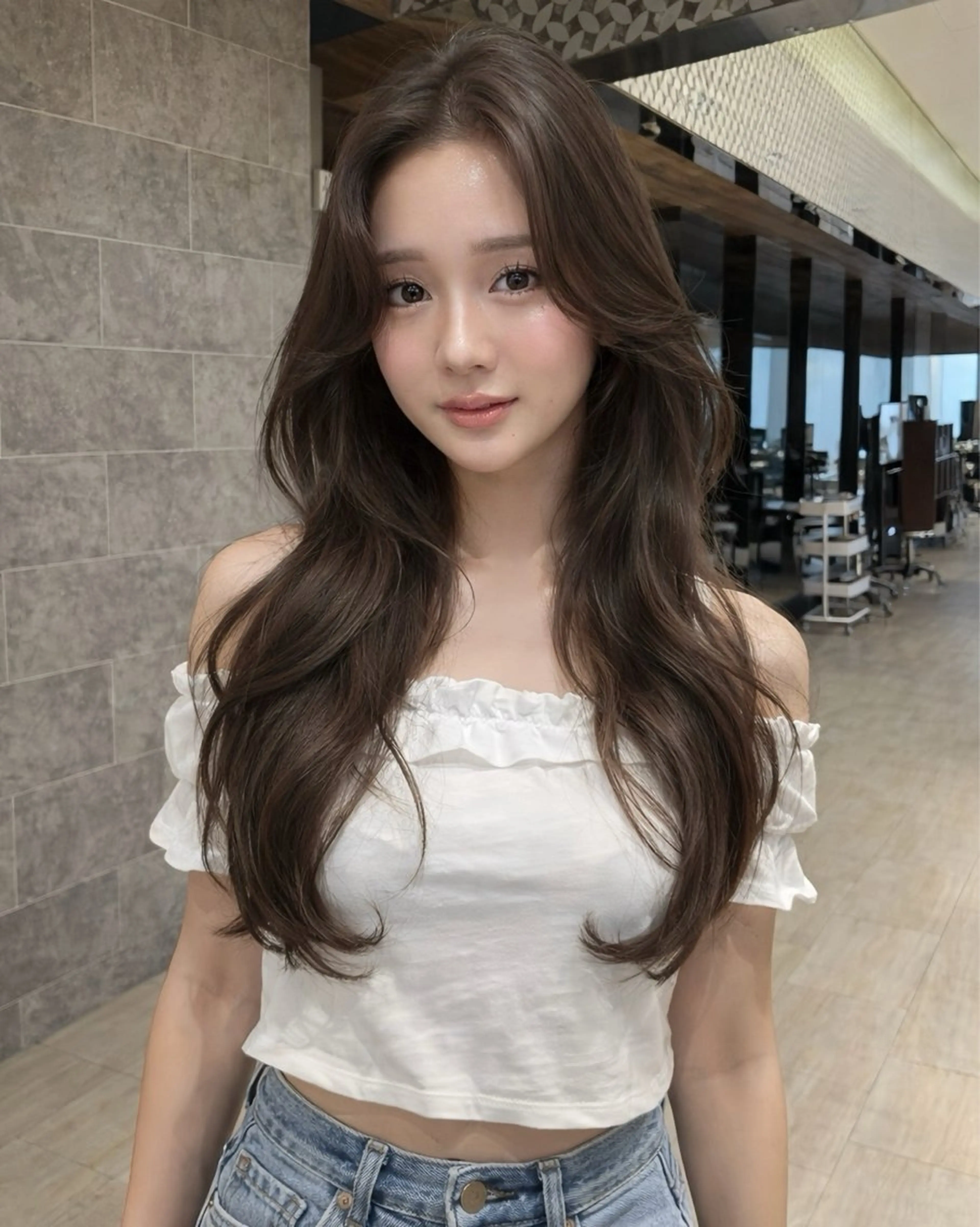 ロング くびれヘア レイヤーカット カット ヘアカラー トリートメント レイヤー/顔周り カット/松岡 祥利のヘアスタイル