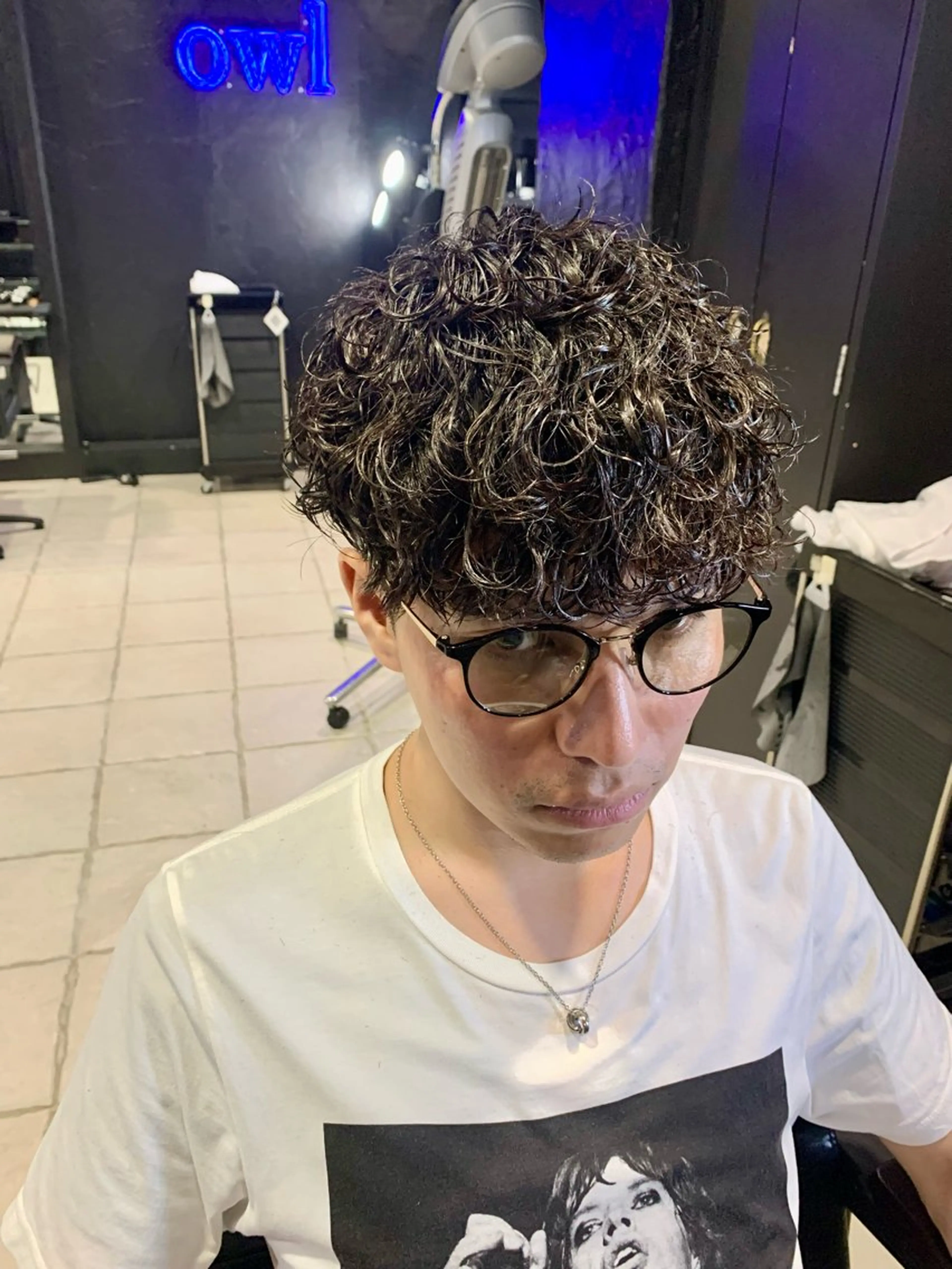 ミディアム メンズ マッシュ 波巻きパーマ カット パーマ ヘアセット メンズパーマ/難波/ 心斎橋　室園亮佑のヘアスタイル