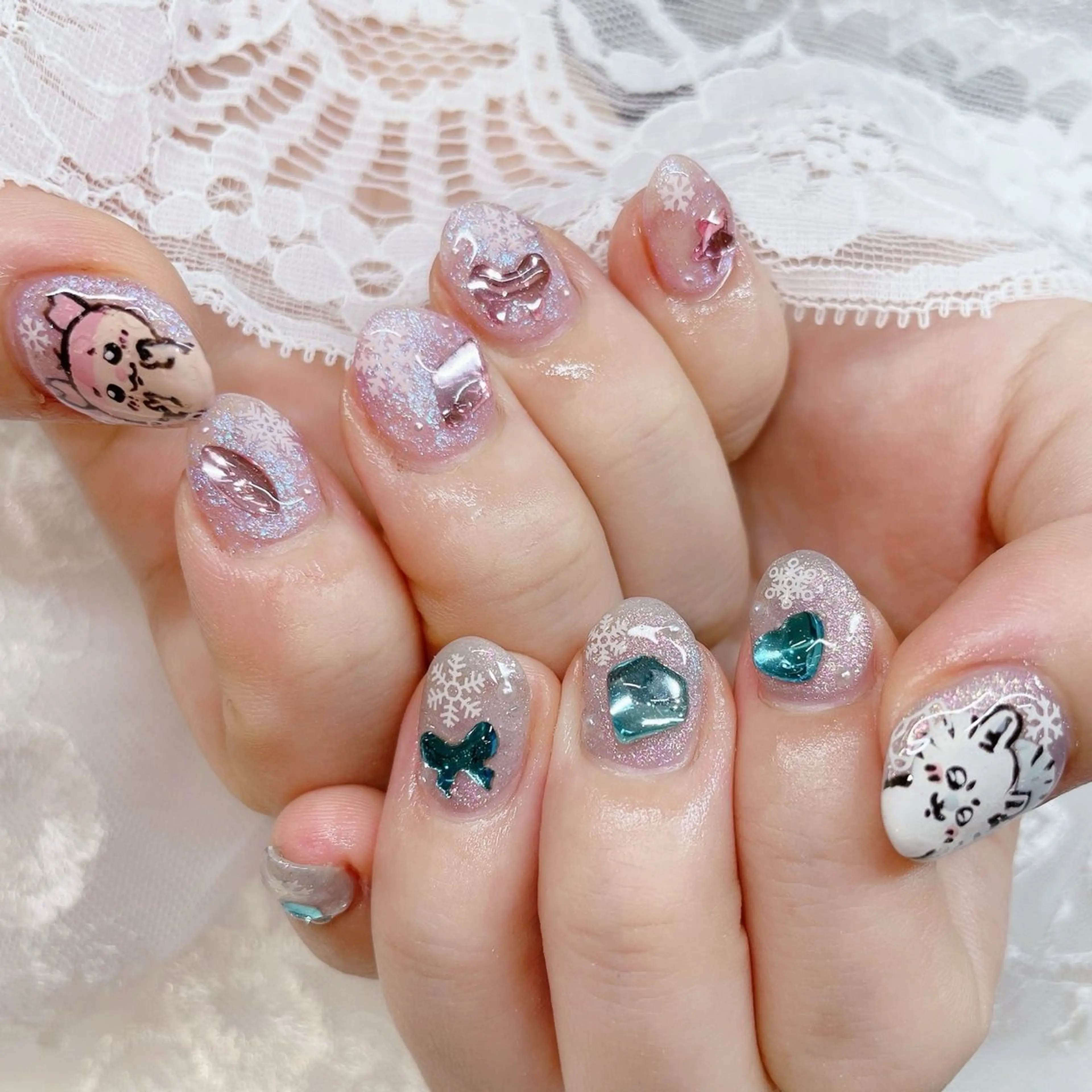 ミディアム ハンドネイル ハンドケア 💜MIYA nail川崎店のネイルデザイン