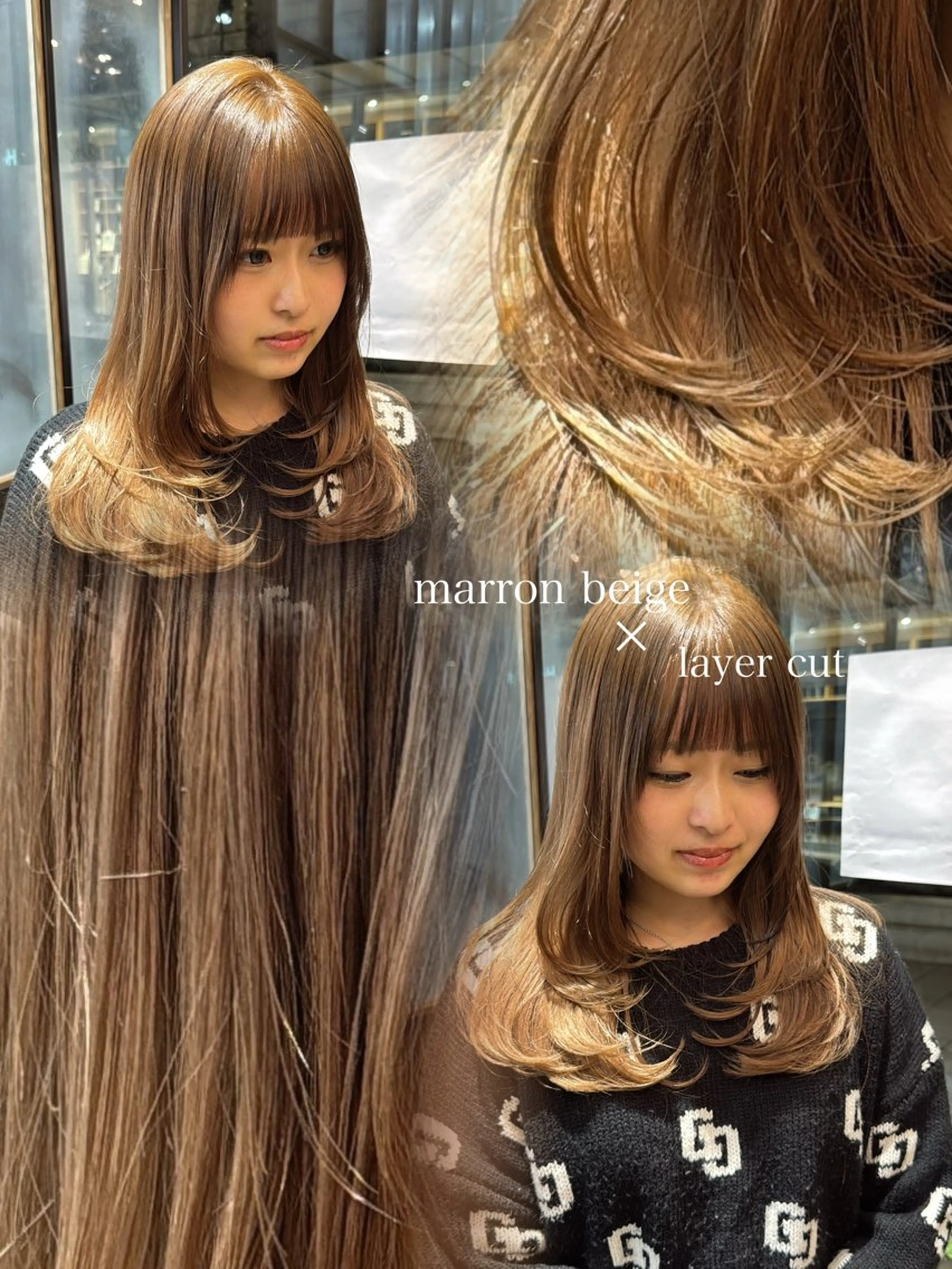 セミロング カット ヘアカラー レイヤーカット /momocaのヘアスタイル