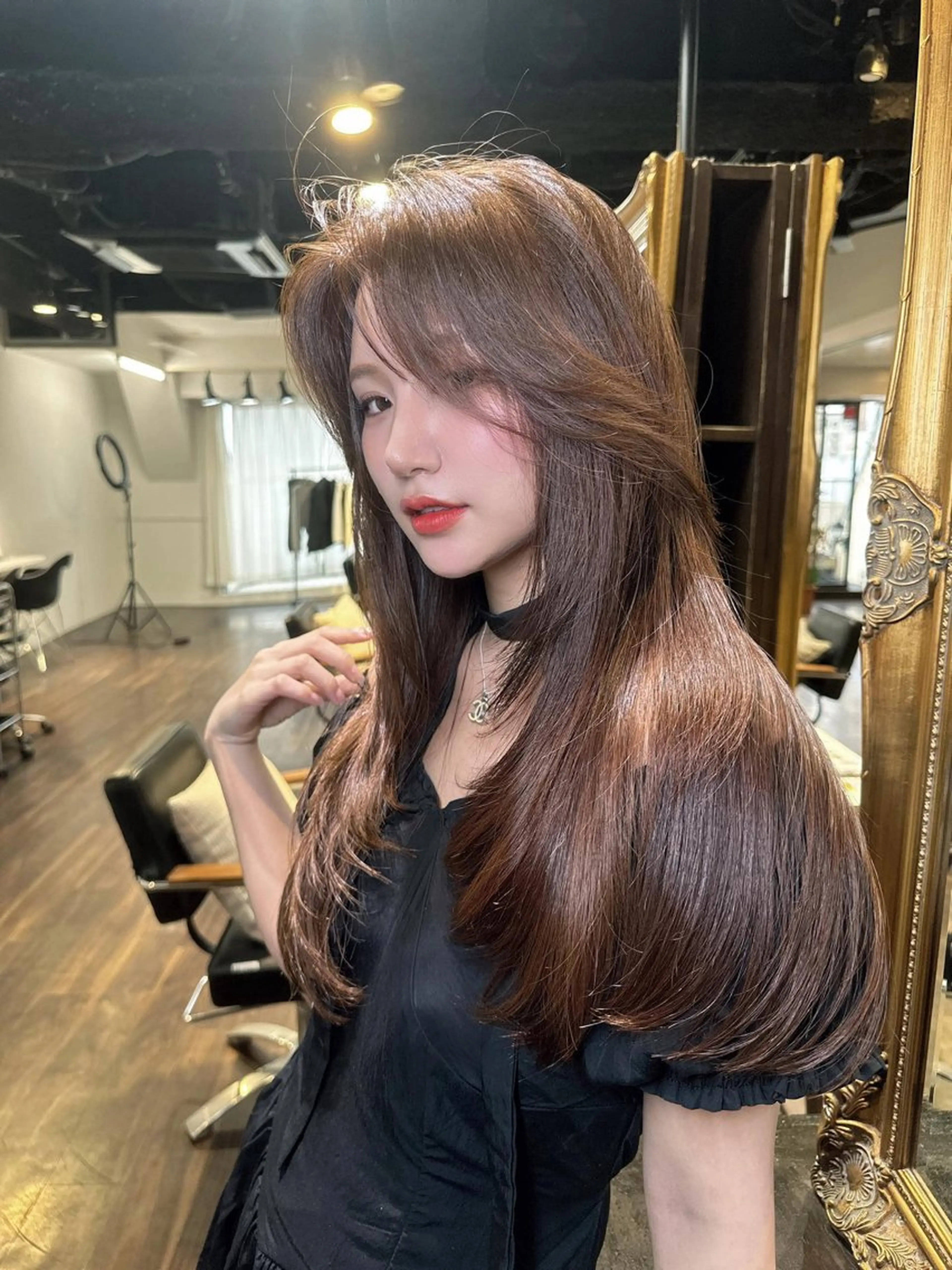 ロング カラー 髪質改善 韓国風ヘア レイヤーカット トリートメント カット ヘアカラー トリートメント ワンホンヘア ケラチン/Kaitoのヘアスタイル