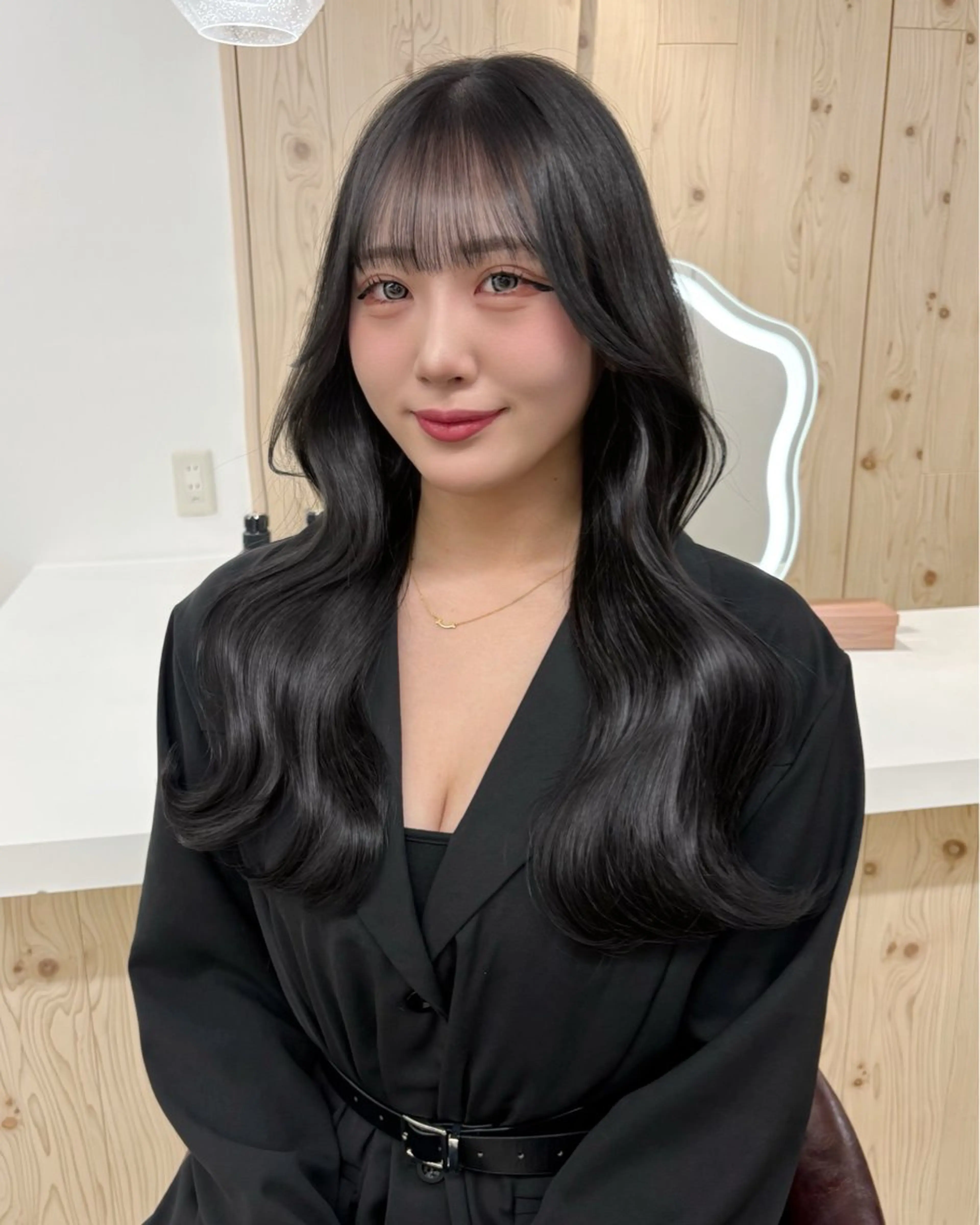 セミロング カラー カット ヘアカラー トリートメント ヘアセット 新宿/韓国ヘア/ 髪質改善ストレートのヘアスタイル