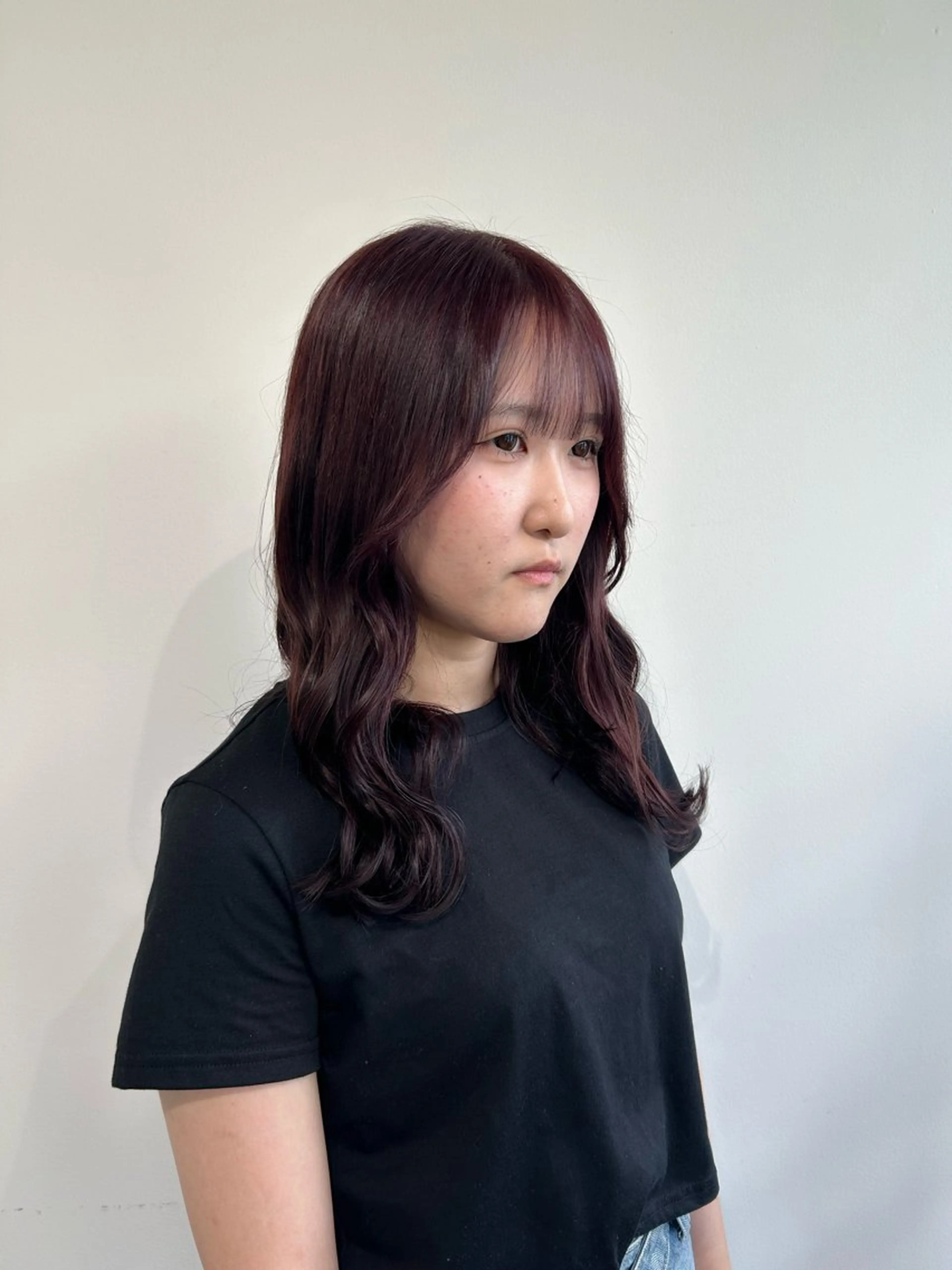 ミディアム カラー ヘアカラー トリートメント ベージュ/ダブルカラ ー/新潟駅/青柳萌果のヘアスタイル