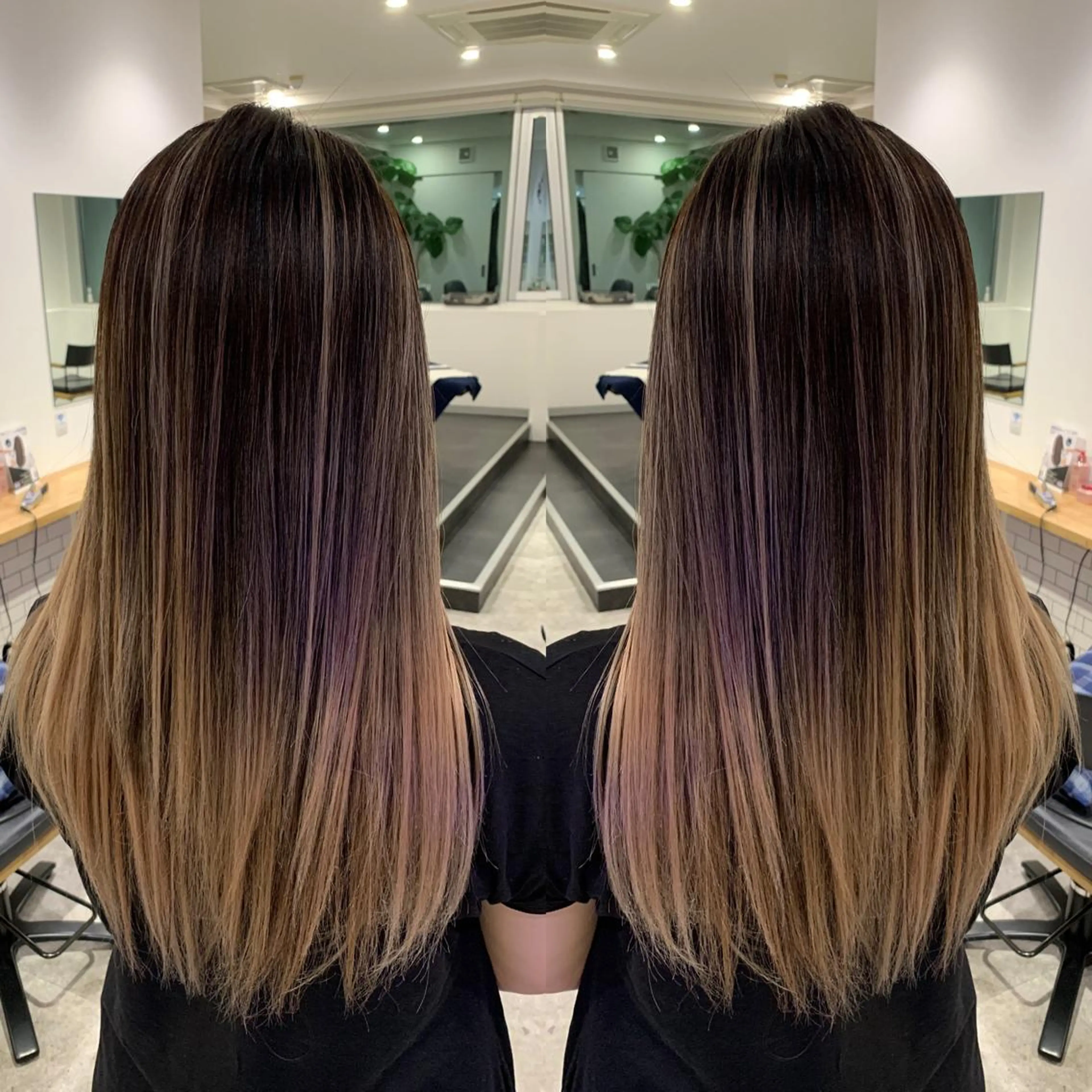 ロング カラー アッシュ バレイヤージュ ベージュカラー ブロンド ブルーカラー カット ヘアカラー レイヤーカット/ 艶カラー/RYOMAのヘアスタイル