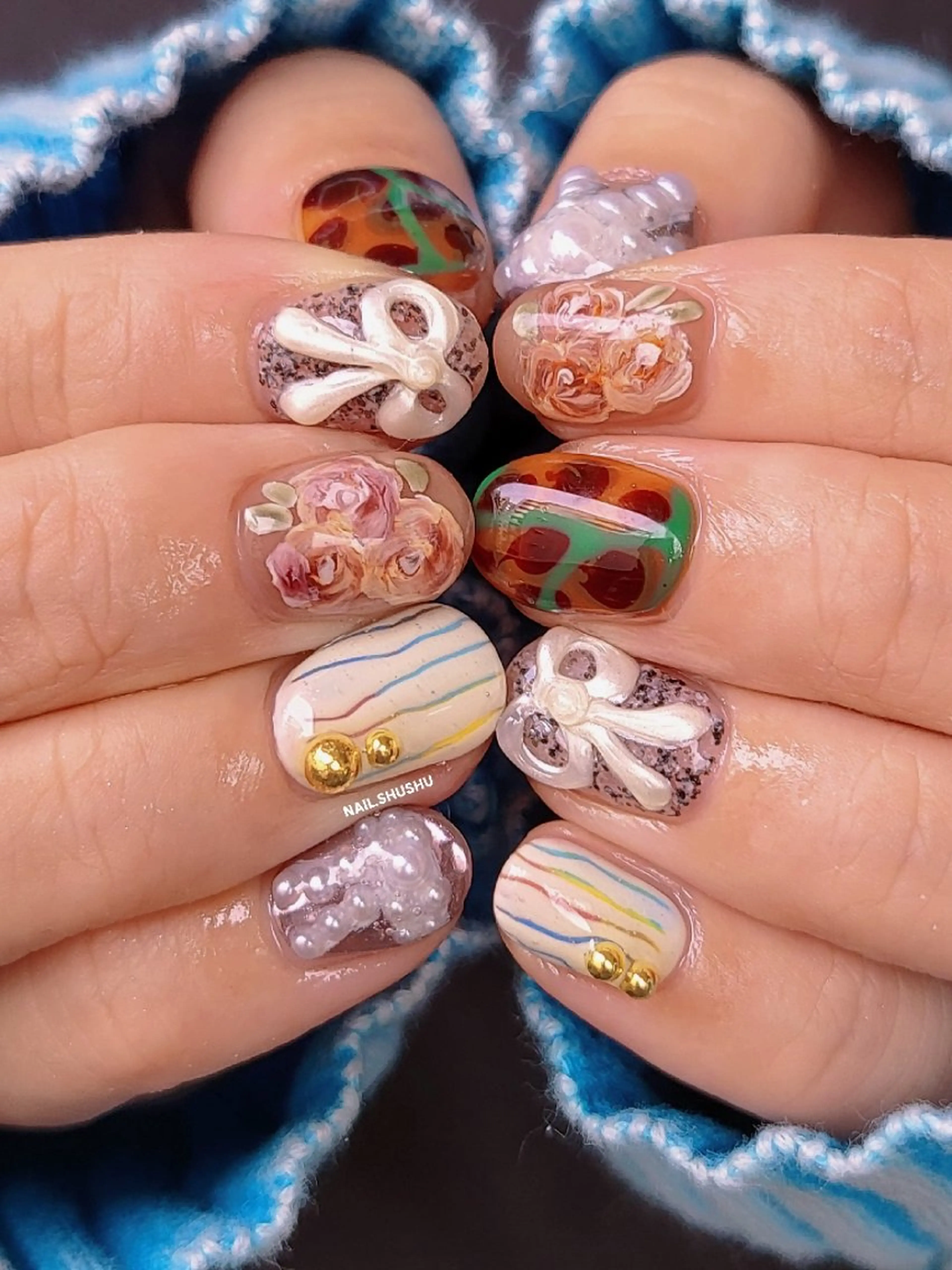 ネイル ハンドネイル 3dパーツ/流行り 👧shushu❤️のネイルデザイン
