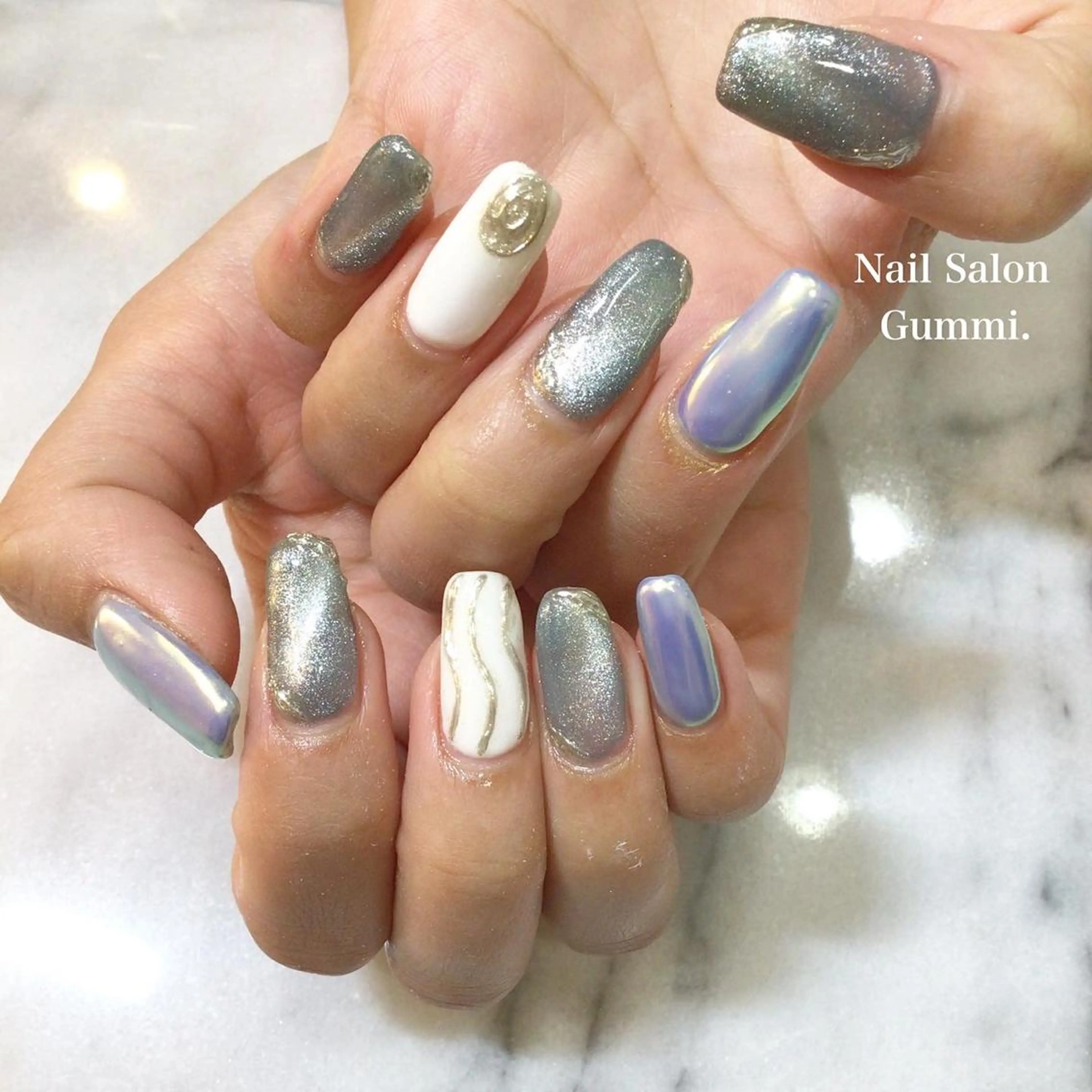 ネイル キラキラネイル 韓国ネイル ラメ(グリッター) ミラーネイル ニュアンスネイル Nail Salon Gummi.のネイルデザイン