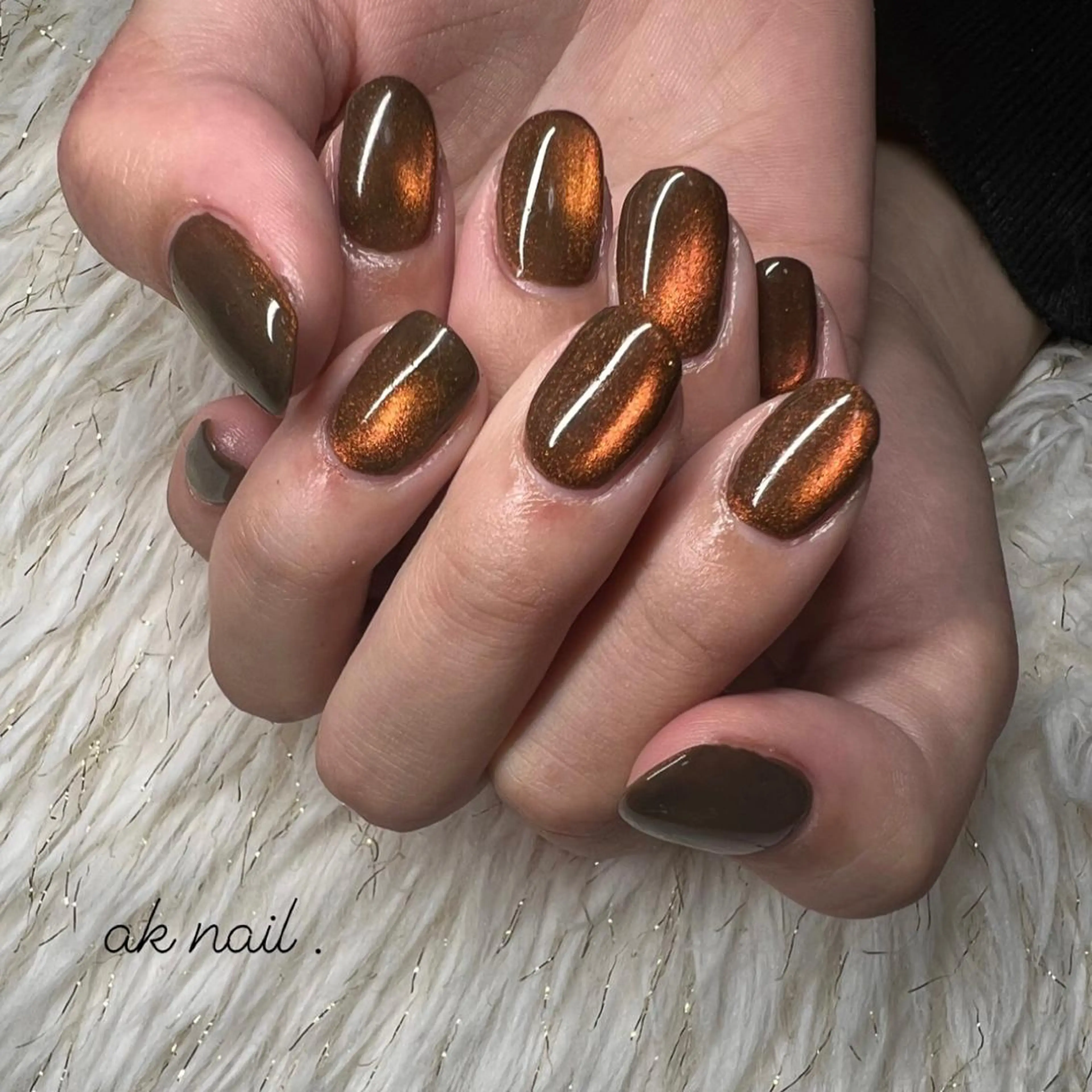 ショート ネイル マグネットネイル ワンカラーネイル ハンドネイル ak nail .のネイルデザイン