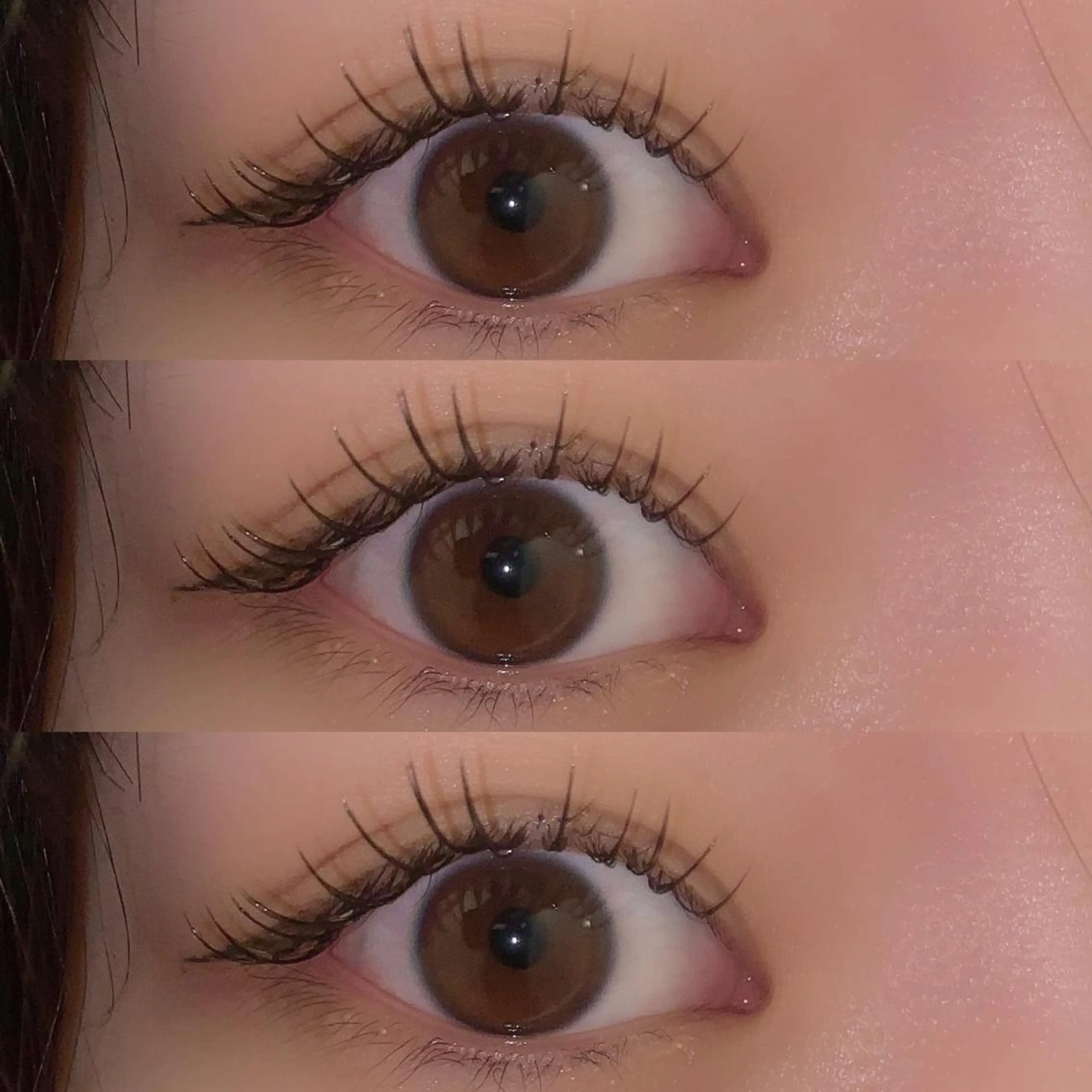 マツエク・マツパ 束感まつ毛 フラットラッシュ 韓国風マツエク パリジェンヌラッシュリフト ボリュームラッシュ 肌に馴染むハイトーン /ミルクティーカラーのヘアスタイル