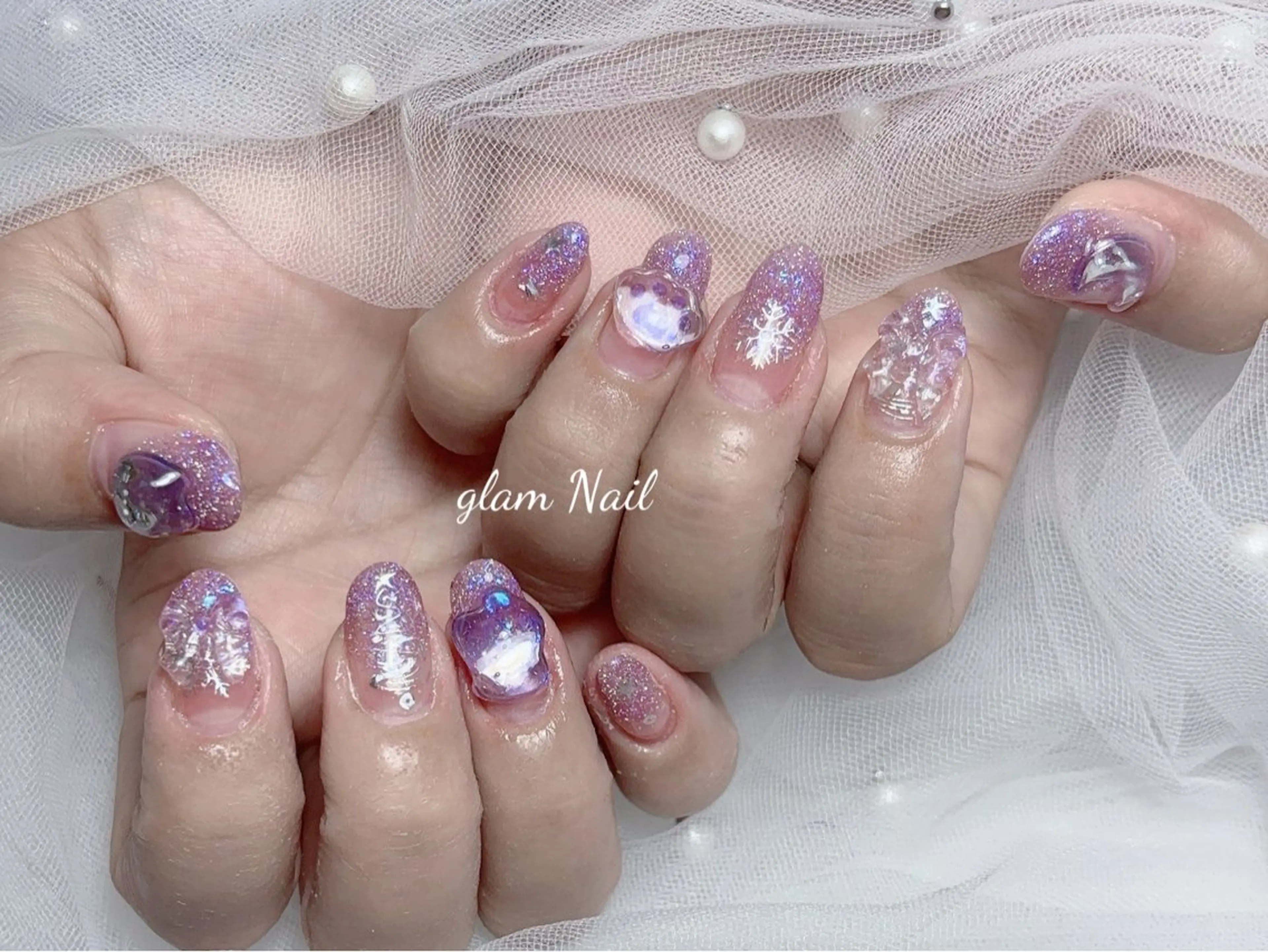ネイル エツメ💅 長さだし🎀デザインのネイルデザイン