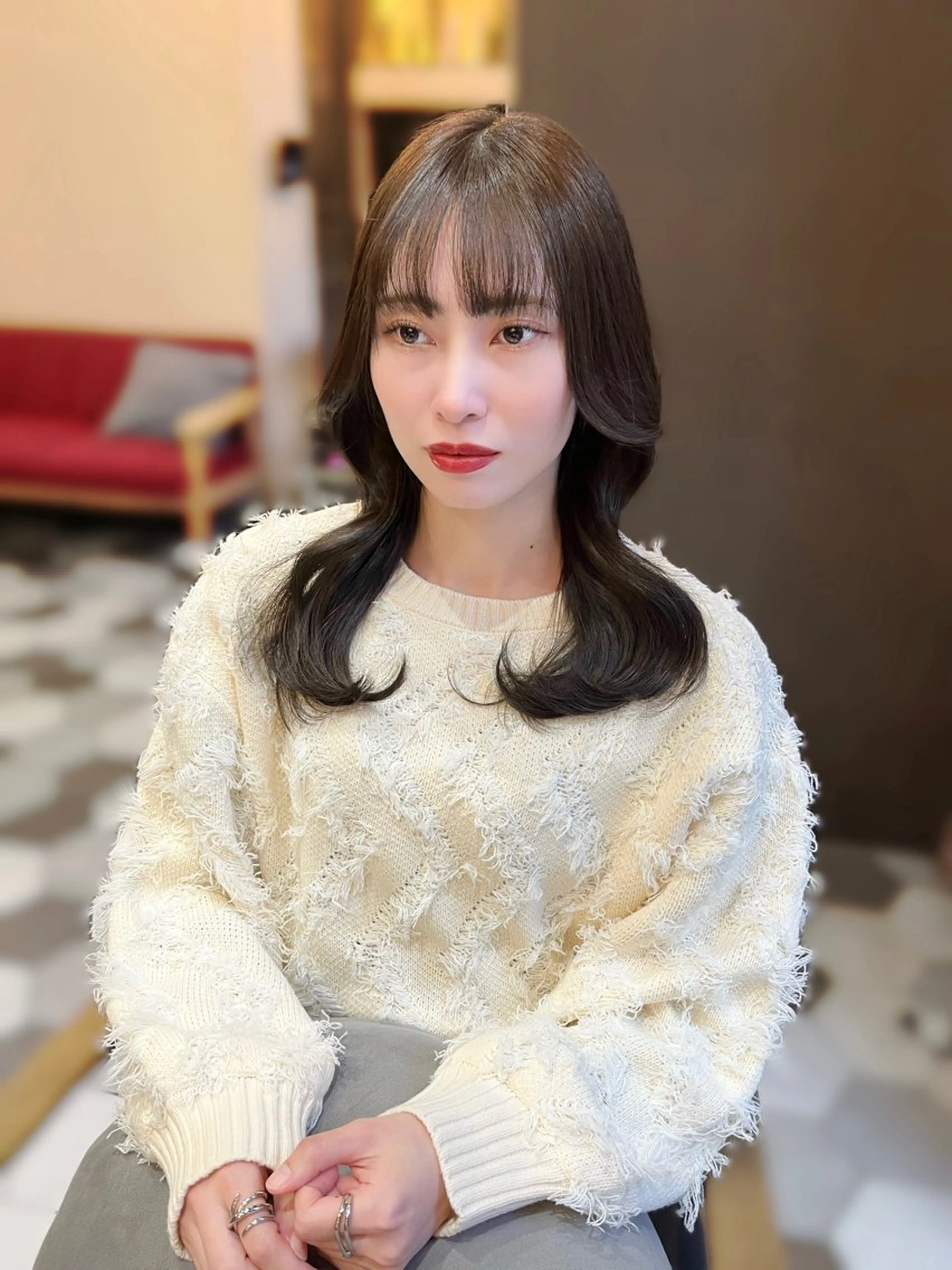 カラー ヘアアレンジ 似合わせ顔まわり カット💛森尾真由美のヘアスタイル