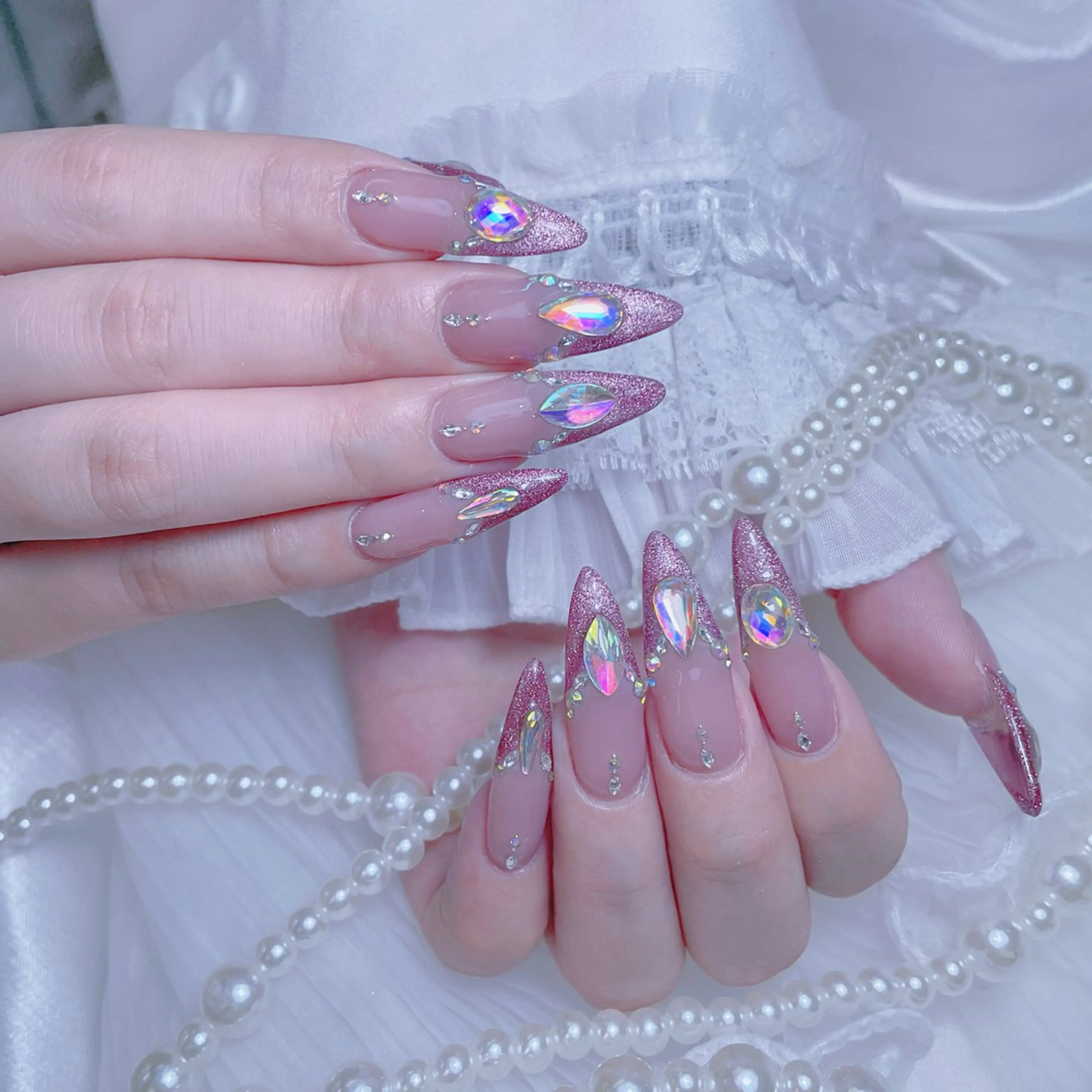 ネイル クリアネイル ハート キラキラネイル 韓国ネイル マグネットネイル NailPrincess所属・princess スカルプ専門店のネイルデザイン