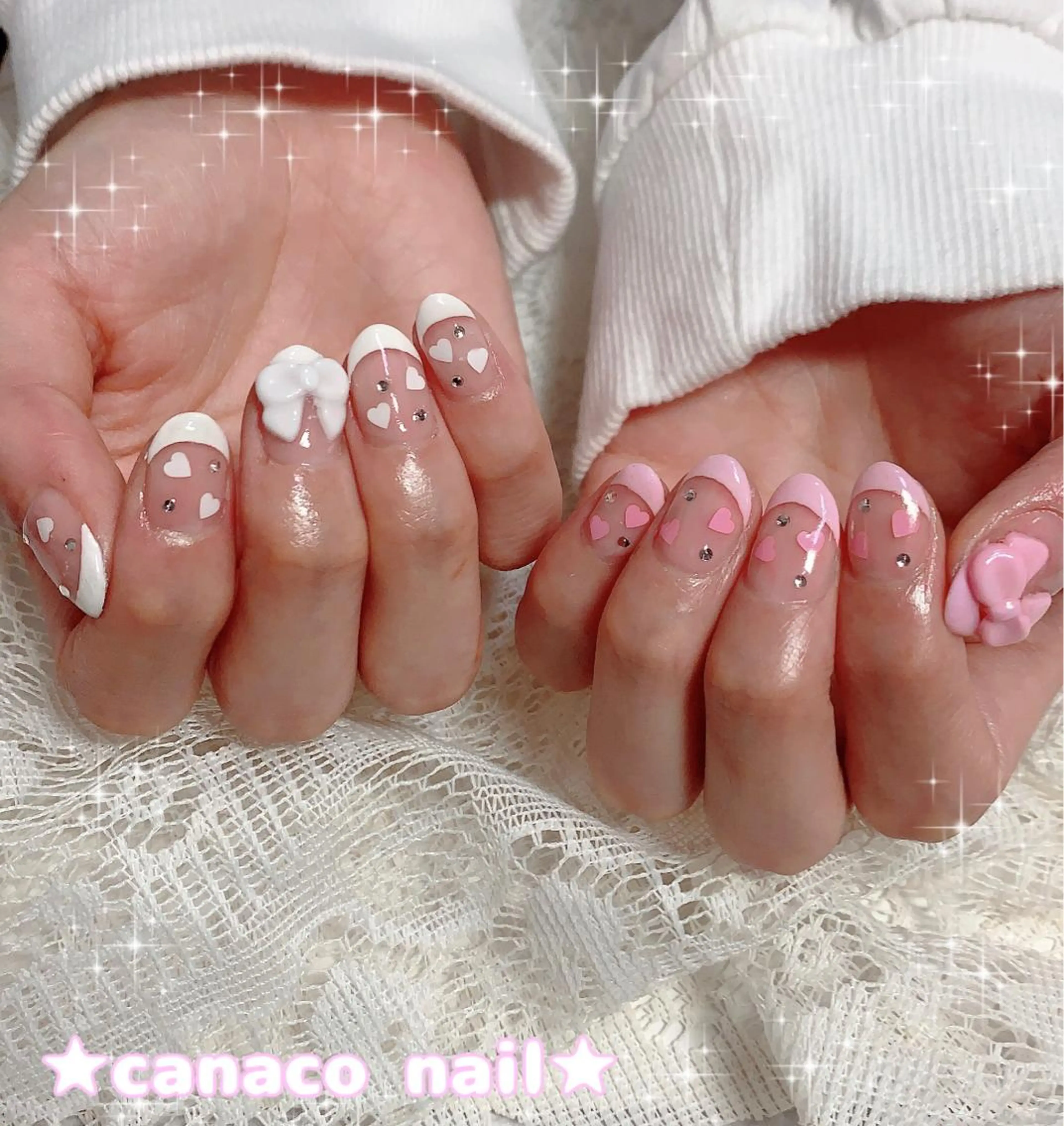 ネイル アートネイル フレンチネイル ジェルネイル ガーリー ハート ハンドネイル ハンドケア Felice所属・ベテランネイル cnc  nailのネイルデザイン