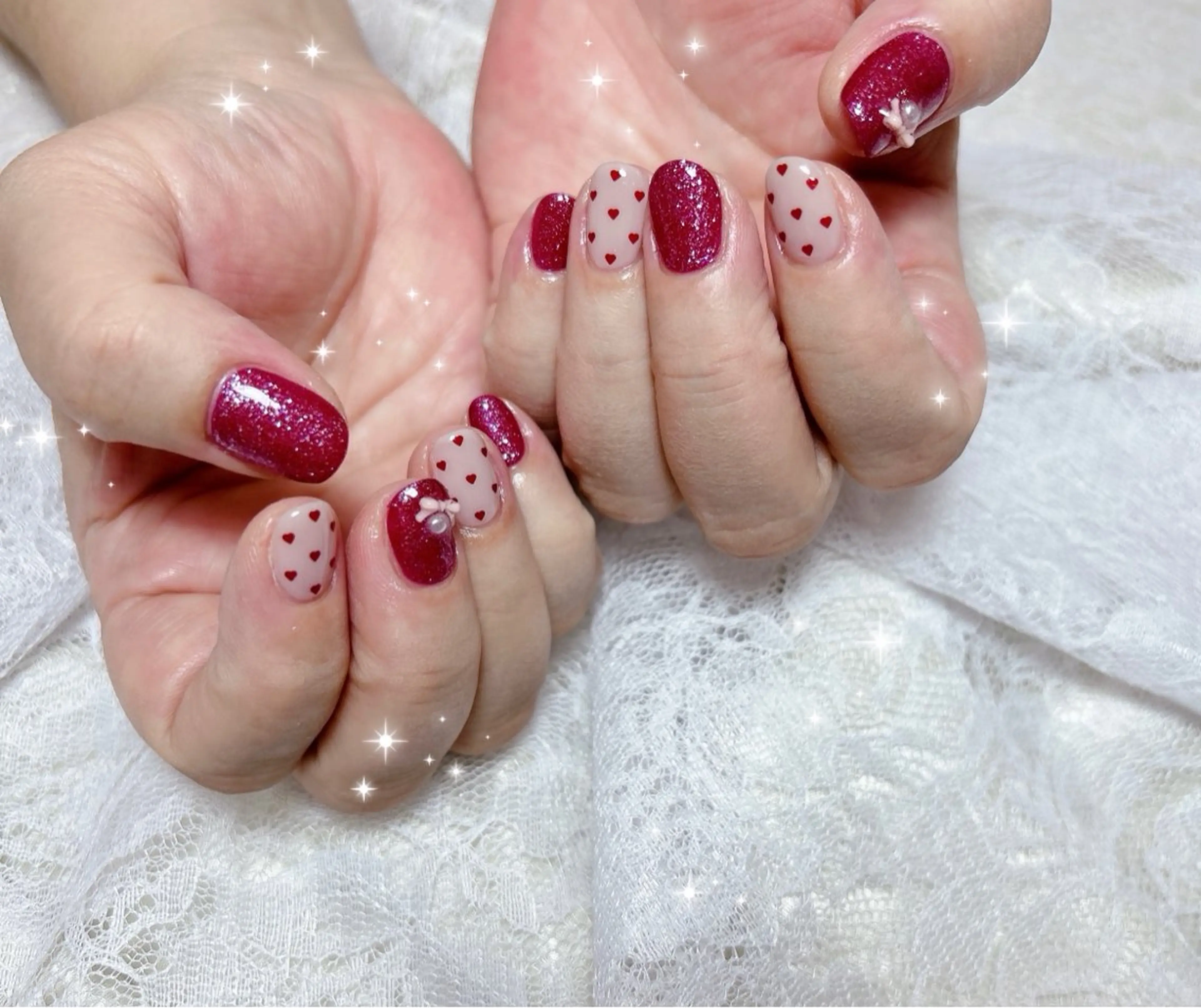 ネイル ハート ハンドネイル FLARE NAIL フレアネイルのネイルデザイン