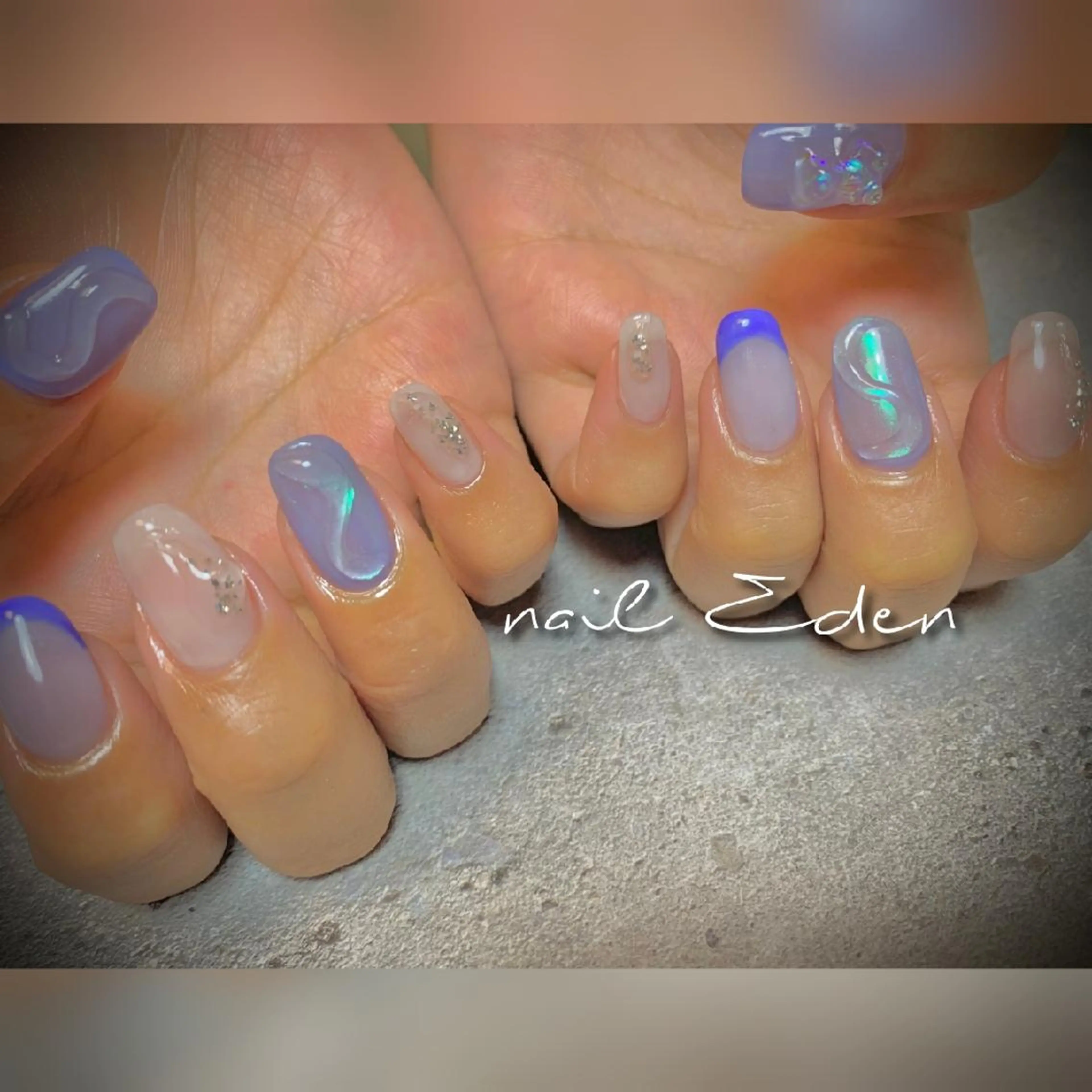 ネイル オーロラネイル ハンドネイル ハンドケア Eden　private nail saron所属・Eden ♾️のネイルデザイン
