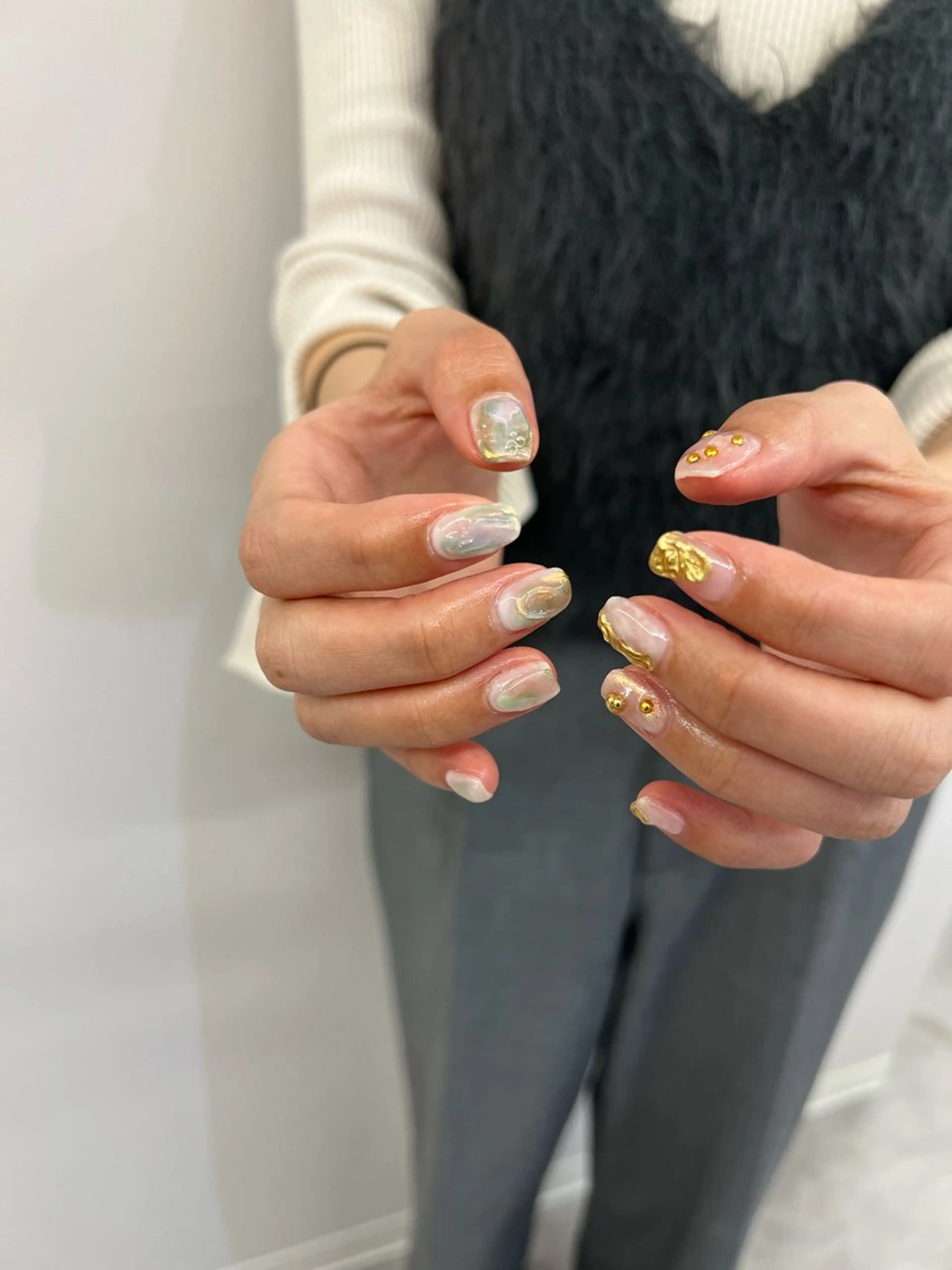 ネイル フラッシュネイル ジェルネイル 韓国ネイル 持ち込み ニュアンスネイル ハンドネイル ハンドケア Bana_ Nailのネイルデザイン