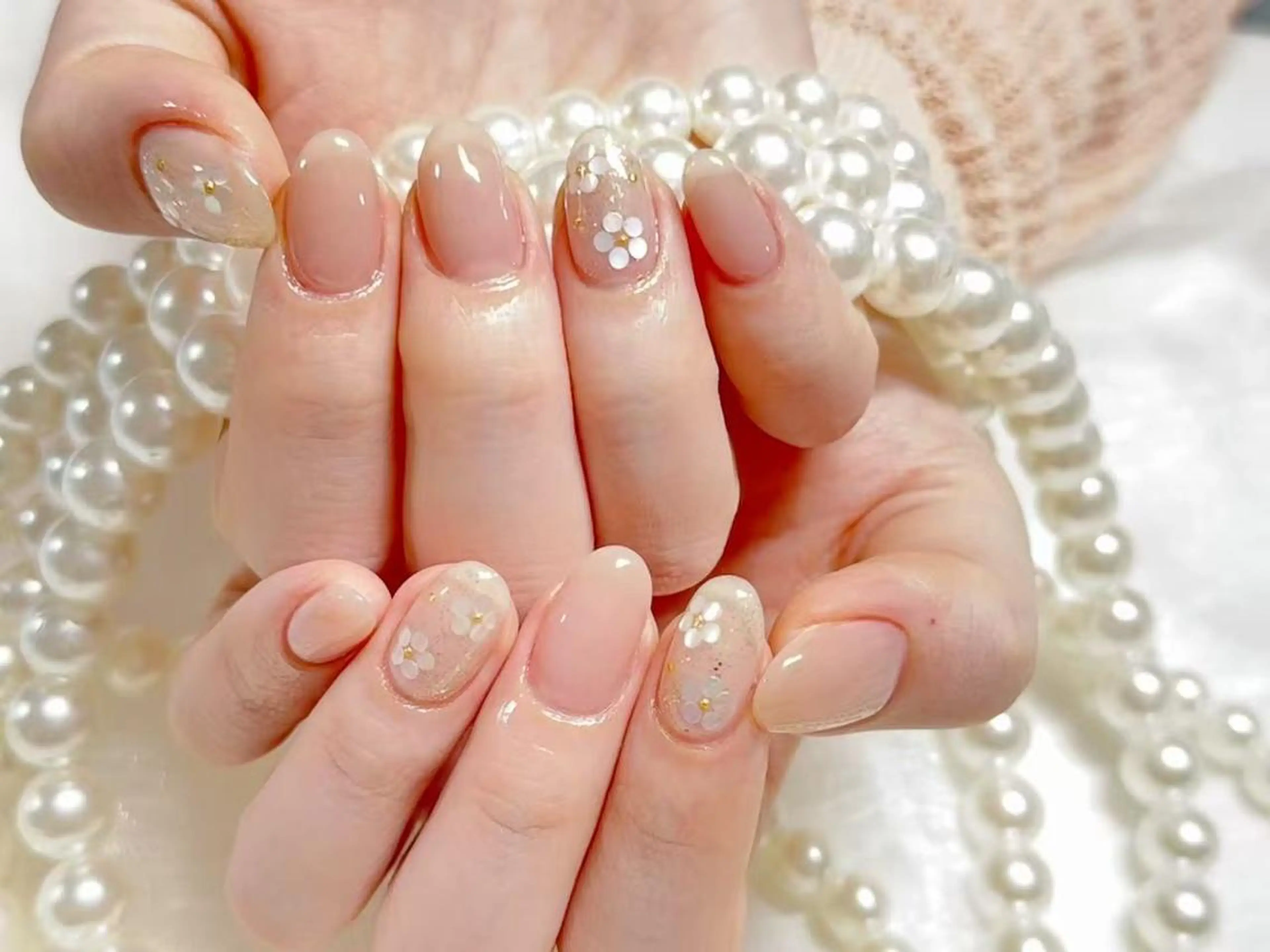 ネイル アートネイル クリアネイル 成人式 長さ出し フラッシュネイル ハンドネイル Ru na🍳のネイルデザイン