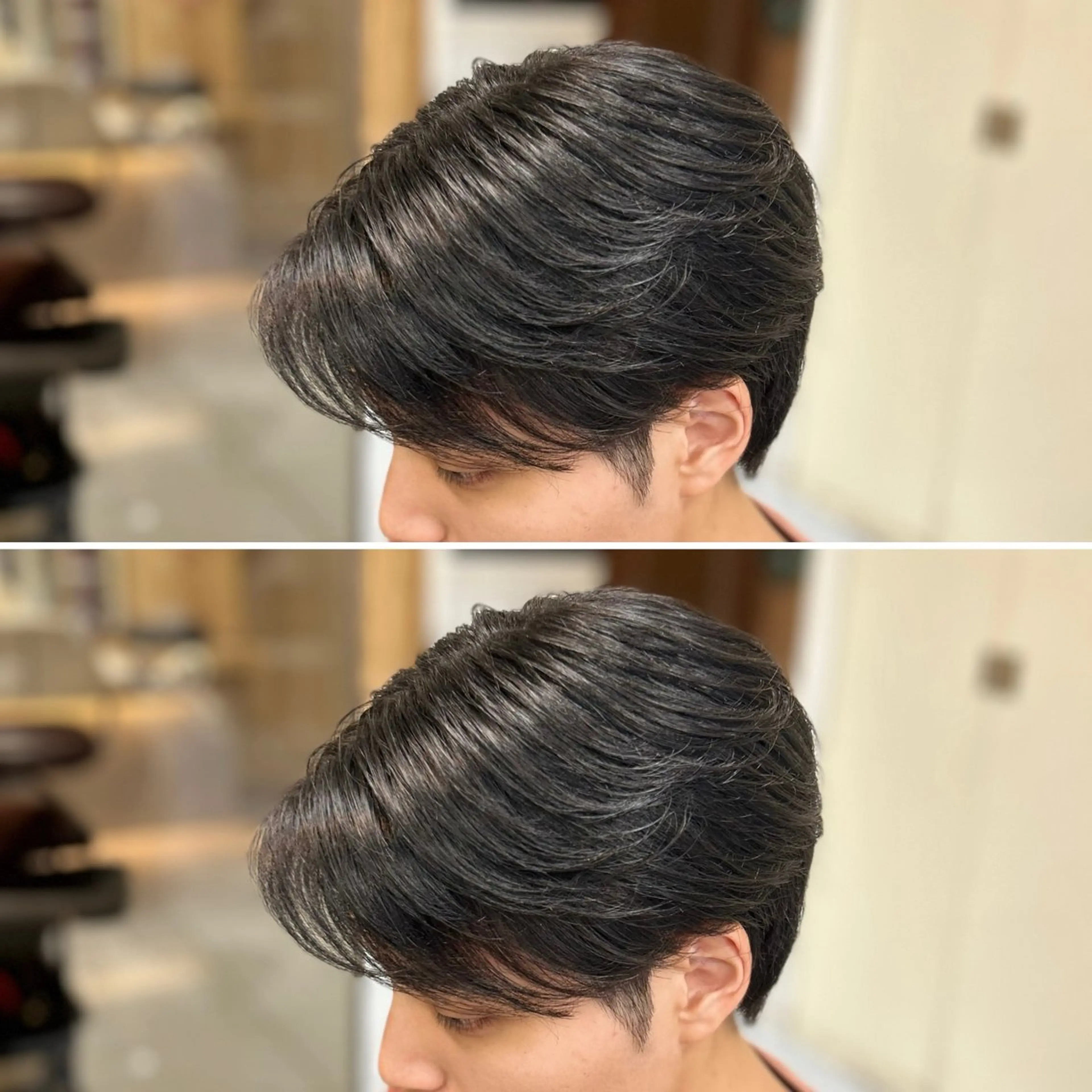 ショート パーマ メンズ センターパート メンズ韓国風 くせ毛 韓国風ヘア トリートメント カット 縮毛矯正 🔮メンズ縮毛矯正 毛流れパーマ💎竹永のヘアスタイル