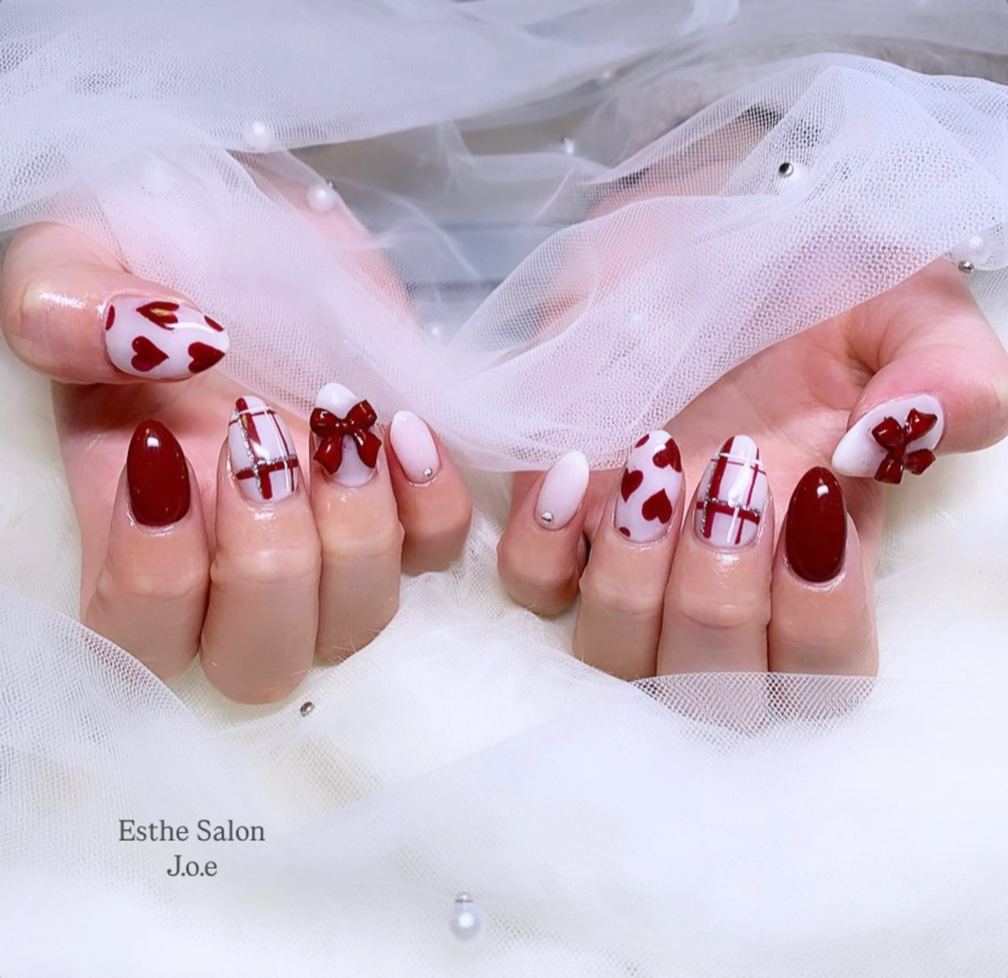 ネイル ハート ハンドネイル 石堂 さくらのネイルデザイン