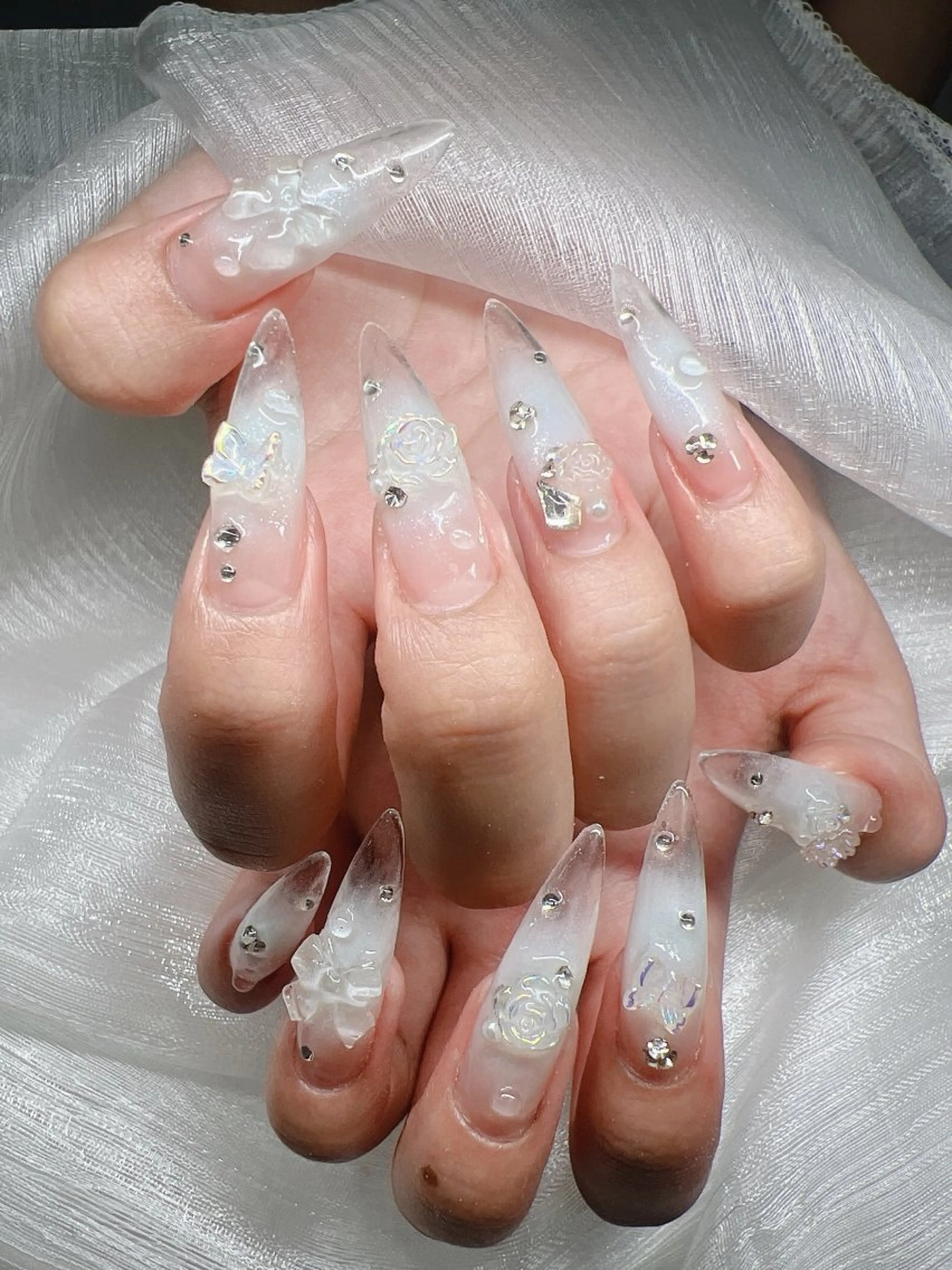 ネイル 長さ出し グラデーション キラキラネイル マグネットネイル ニュアンスネイル ハンドネイル Lee Nails チップ長さだし専門店のネイルデザイン