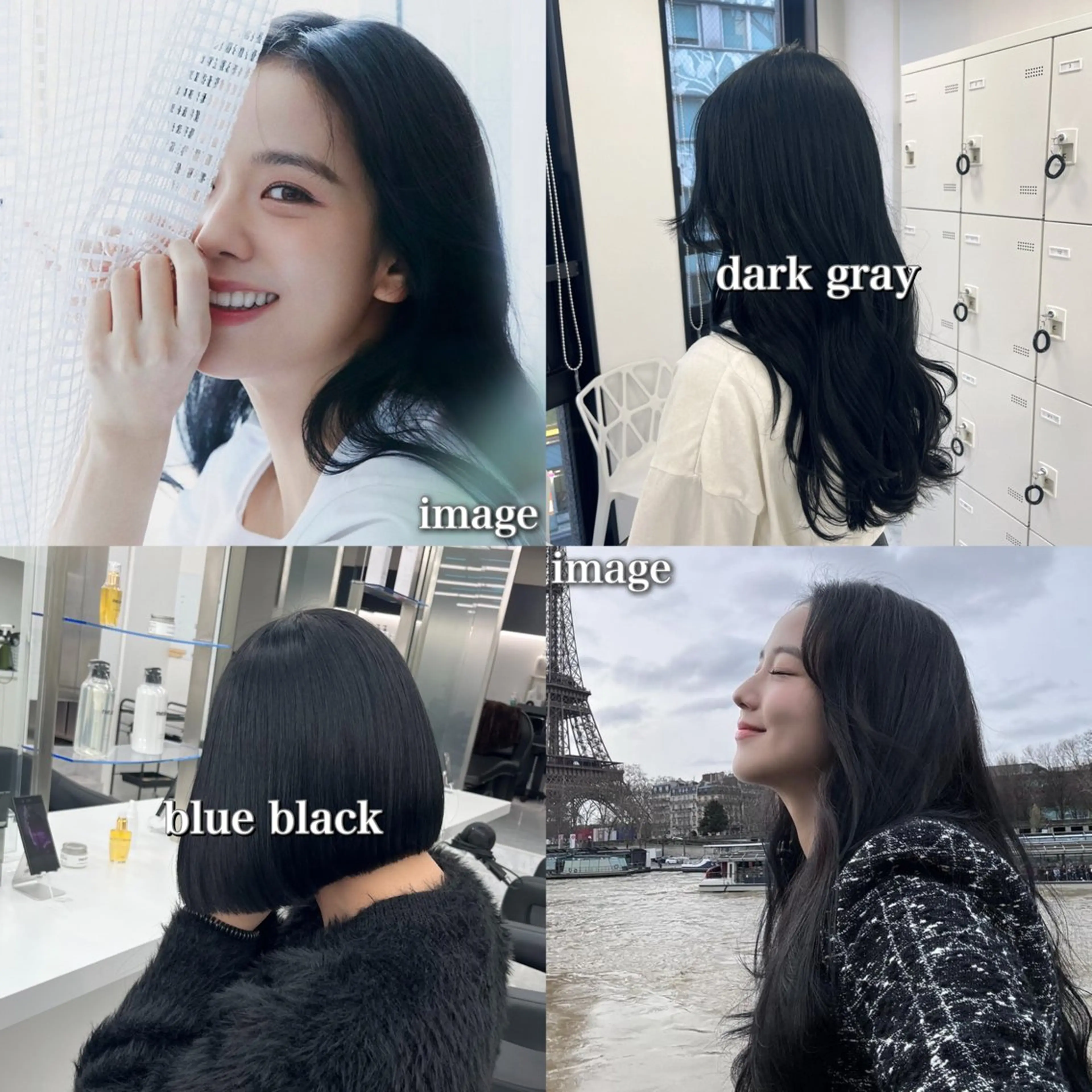 ミディアム カラー 黒髪 ブリーチ ブルーカラー ブルーブラック ダークグレー ヘアカラー トリートメント ハイトーン/ 髪質改善/上質艶髪のヘアスタイル