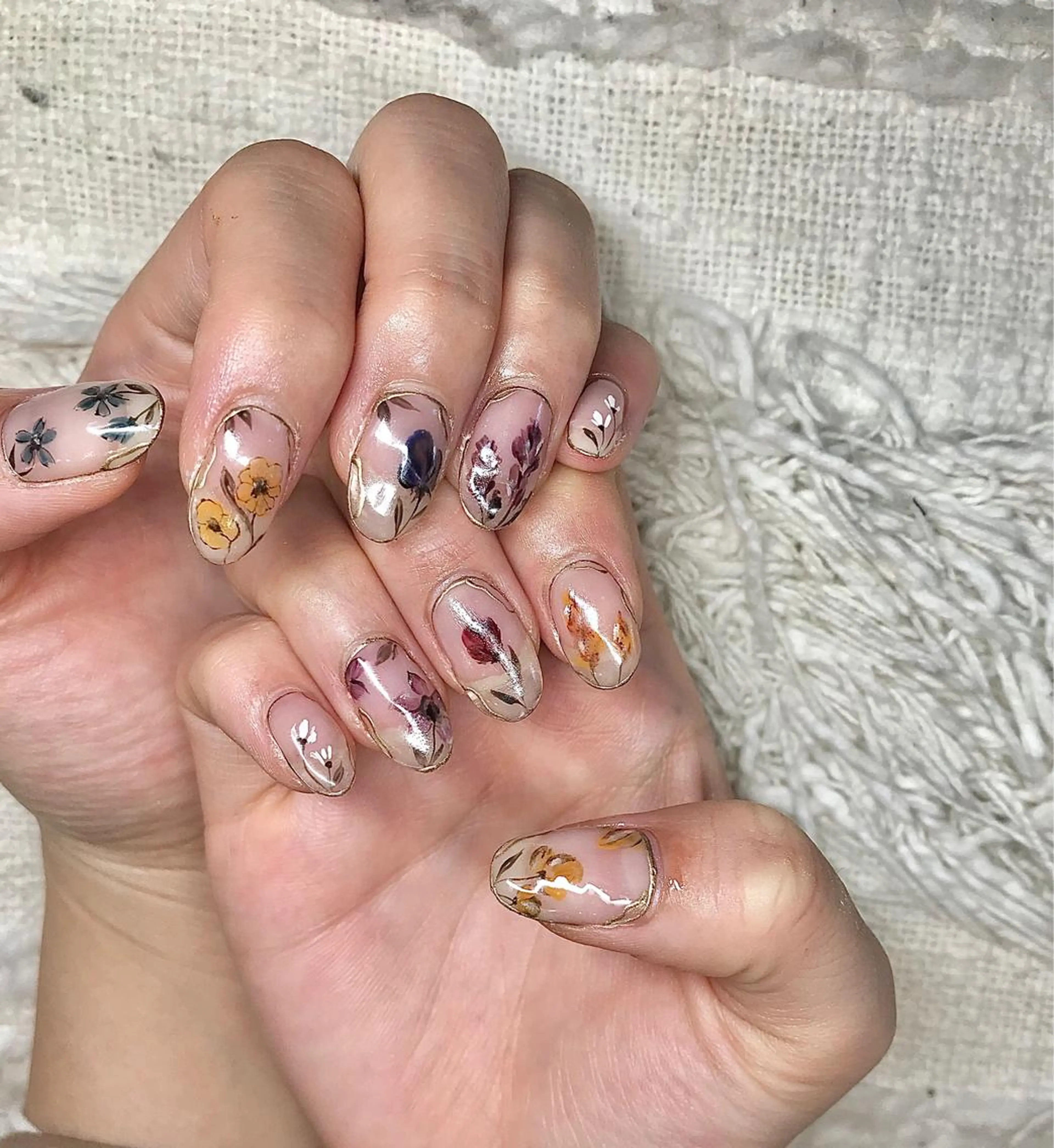 セミロング カラー パーマ ヘアアレンジ メンズ キッズ ネイル マツエク・マツパ フラワーネイル nail&eye Aoのマツエク・マツパデザイン