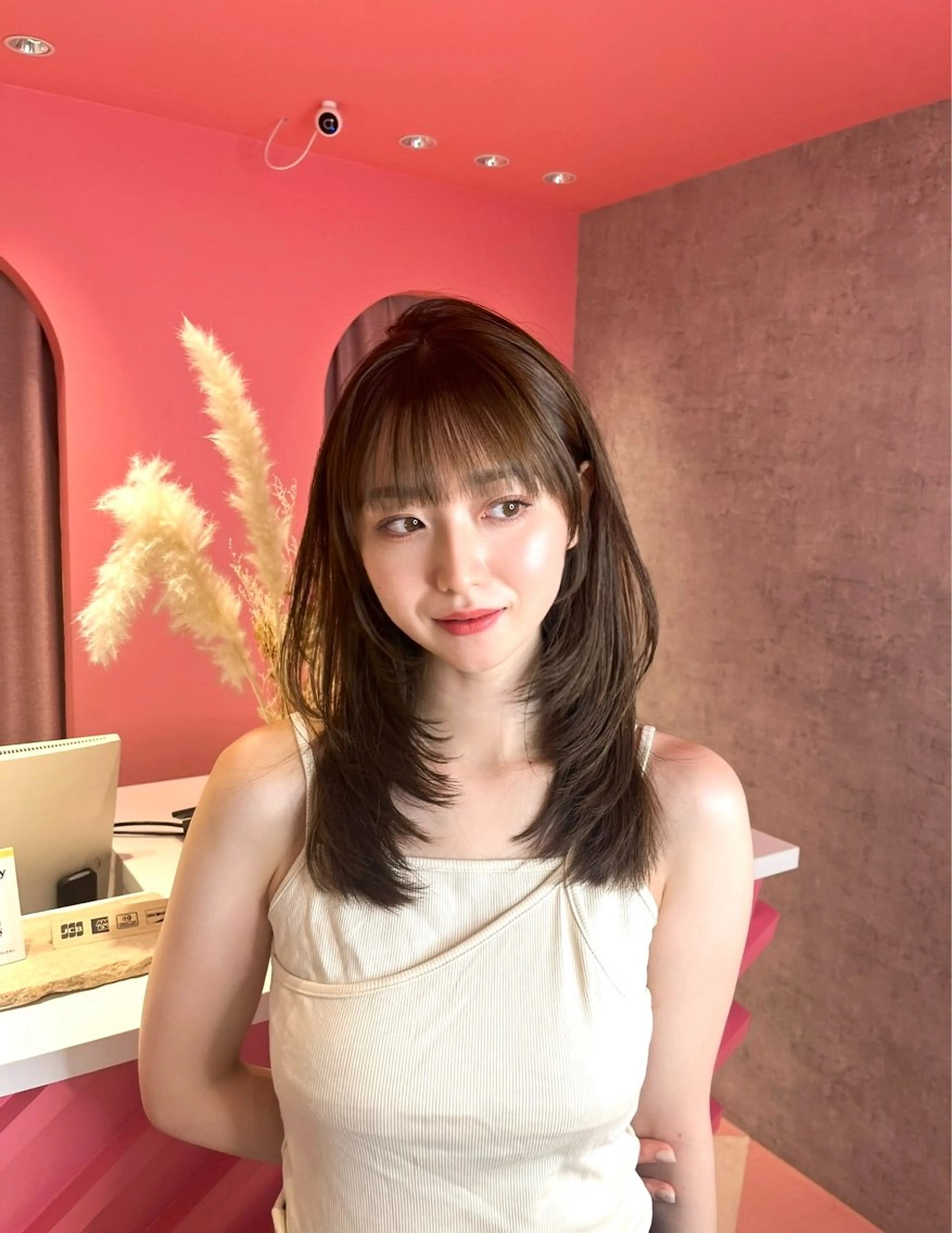 ロング カラー カット 縮毛矯正 トリートメント 山崎/ボブ縮毛矯正 レイヤー髪質改善のヘアスタイル