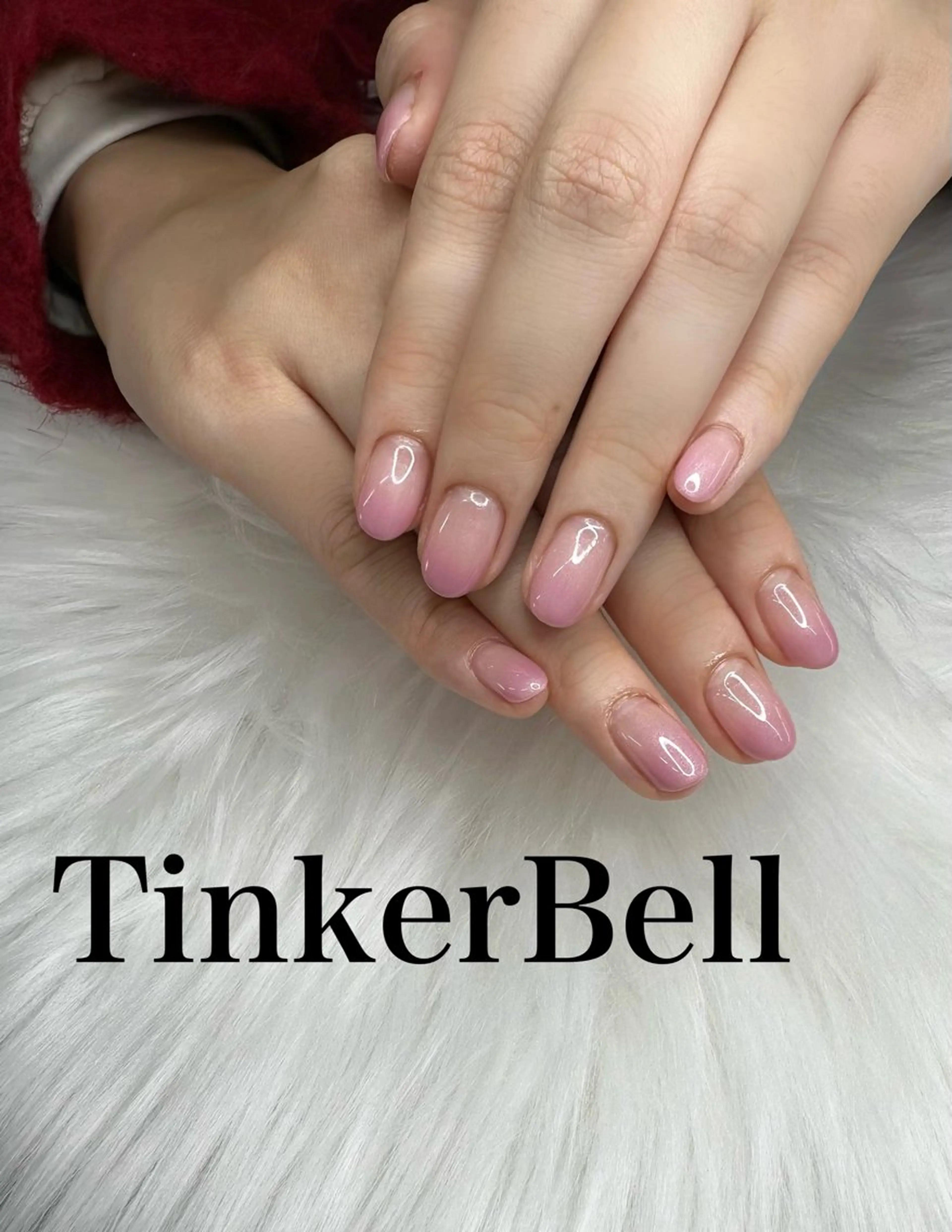 ネイル ブルー グラデーション ピンク ハンドネイル Tinker Bellのネイルデザイン