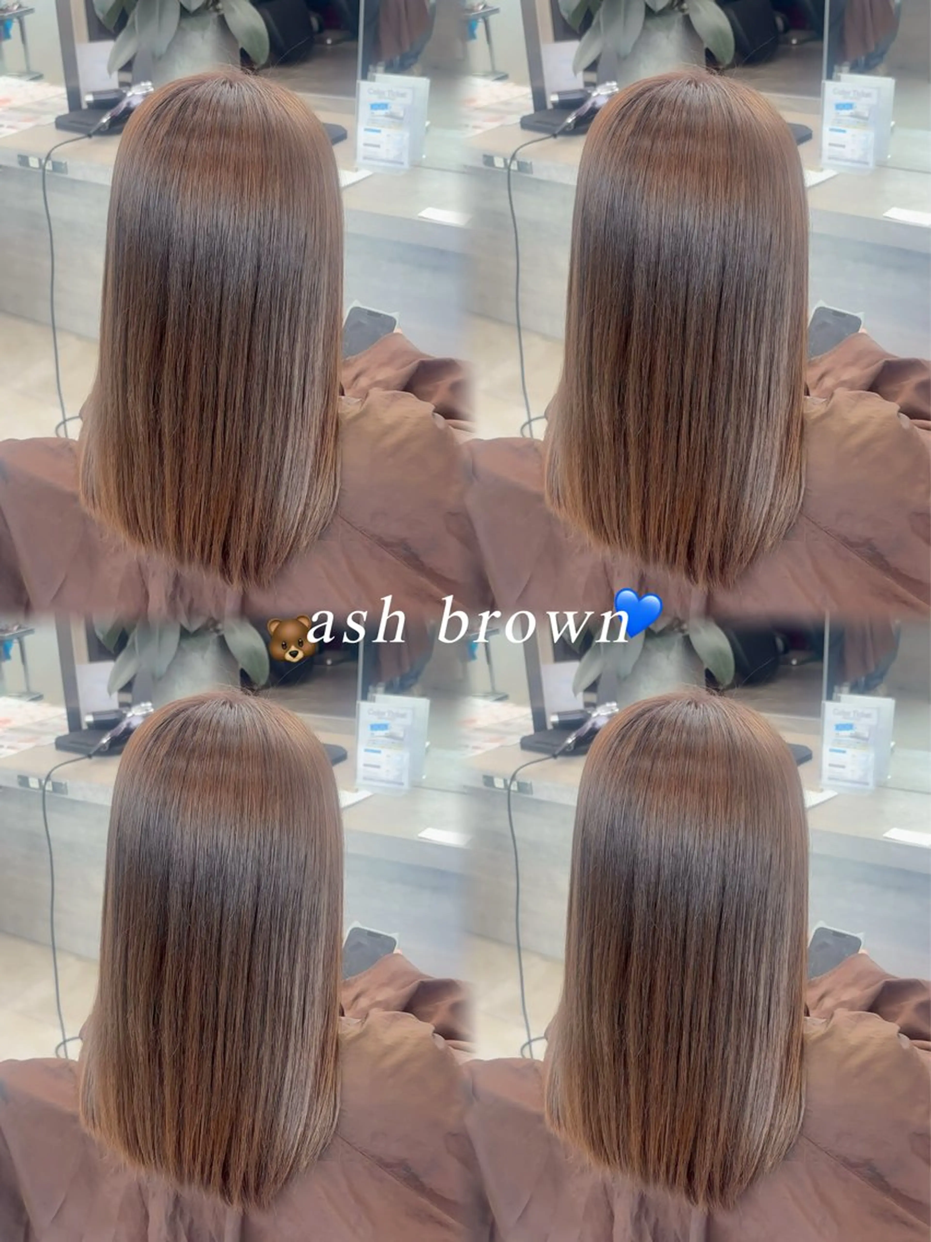 セミロング カラー アッシュ アッシュブラウン ブラウンカラー 透明感カラー ヘアカラー 暖色/髪質改善/ ツヤ髪🎀本田愛来のヘアスタイル