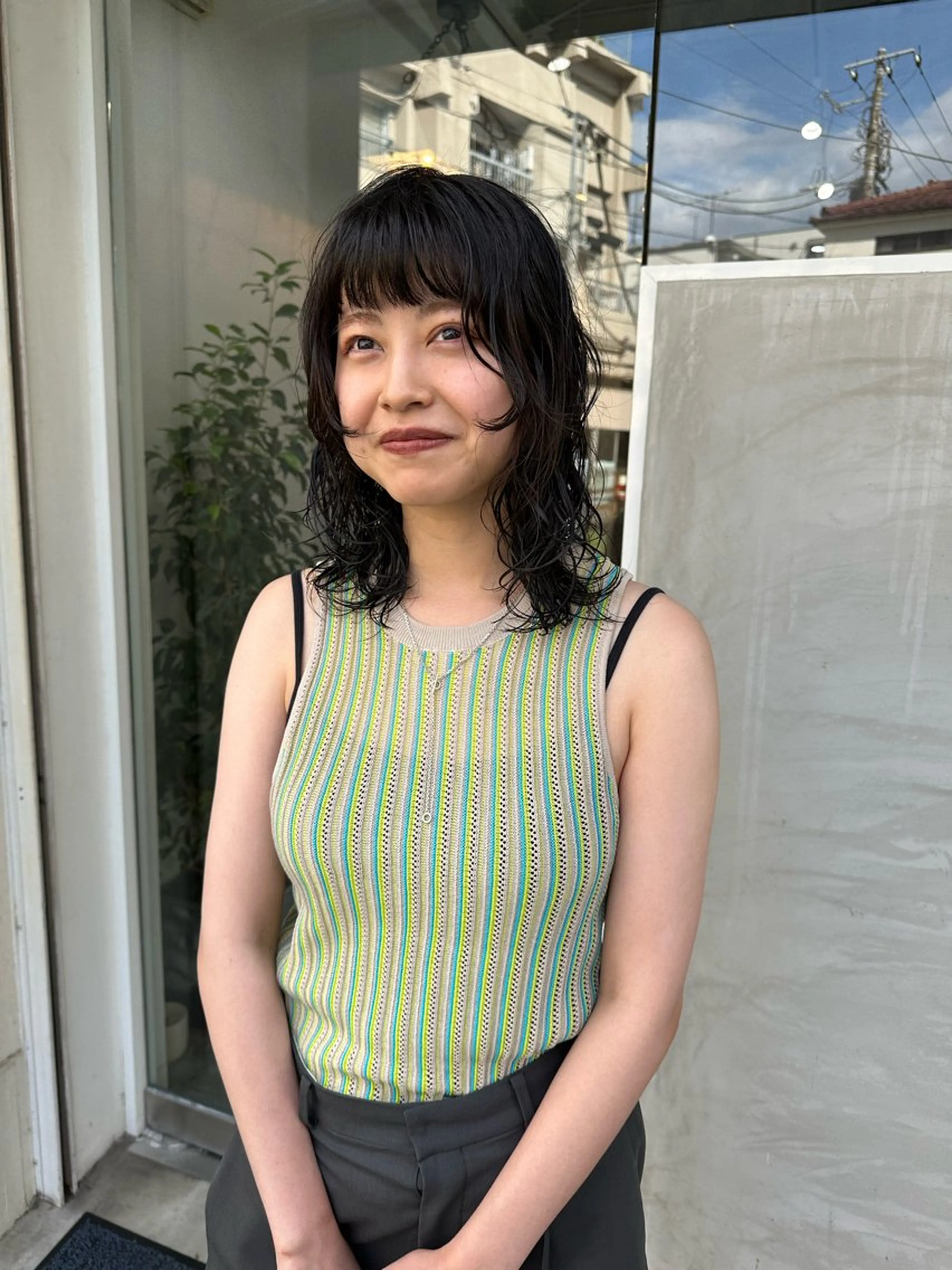 ミディアム パーマ ミディアムパーマ レイヤーカット カット パーマ トリートメント パーマ/透明感カラー /ボブ/吉田一生のヘアスタイル