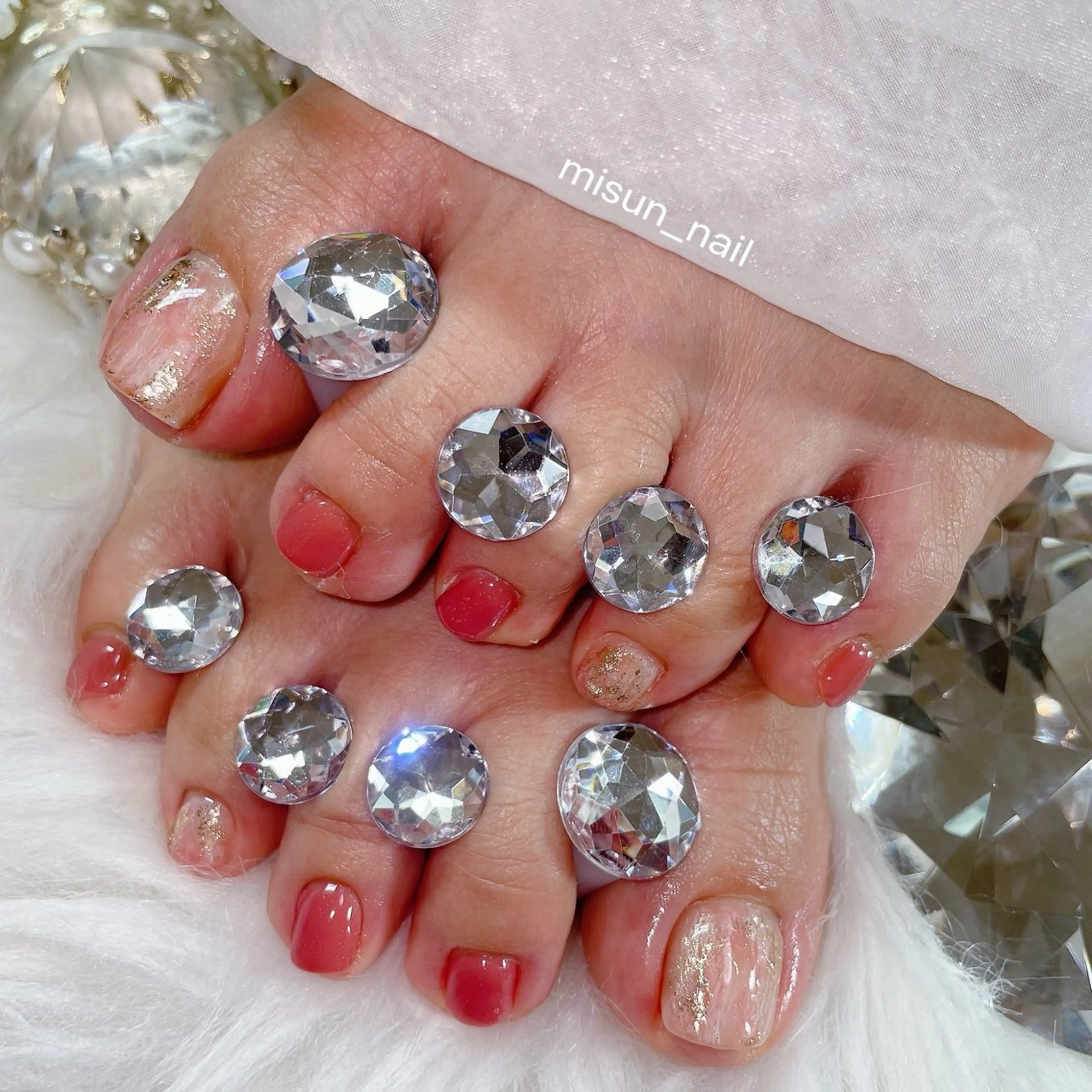 ネイル アートネイル オーロラネイル チークネイル 長さ出し フラッシュネイル misun_nail所属・misun_ nailのネイルデザイン