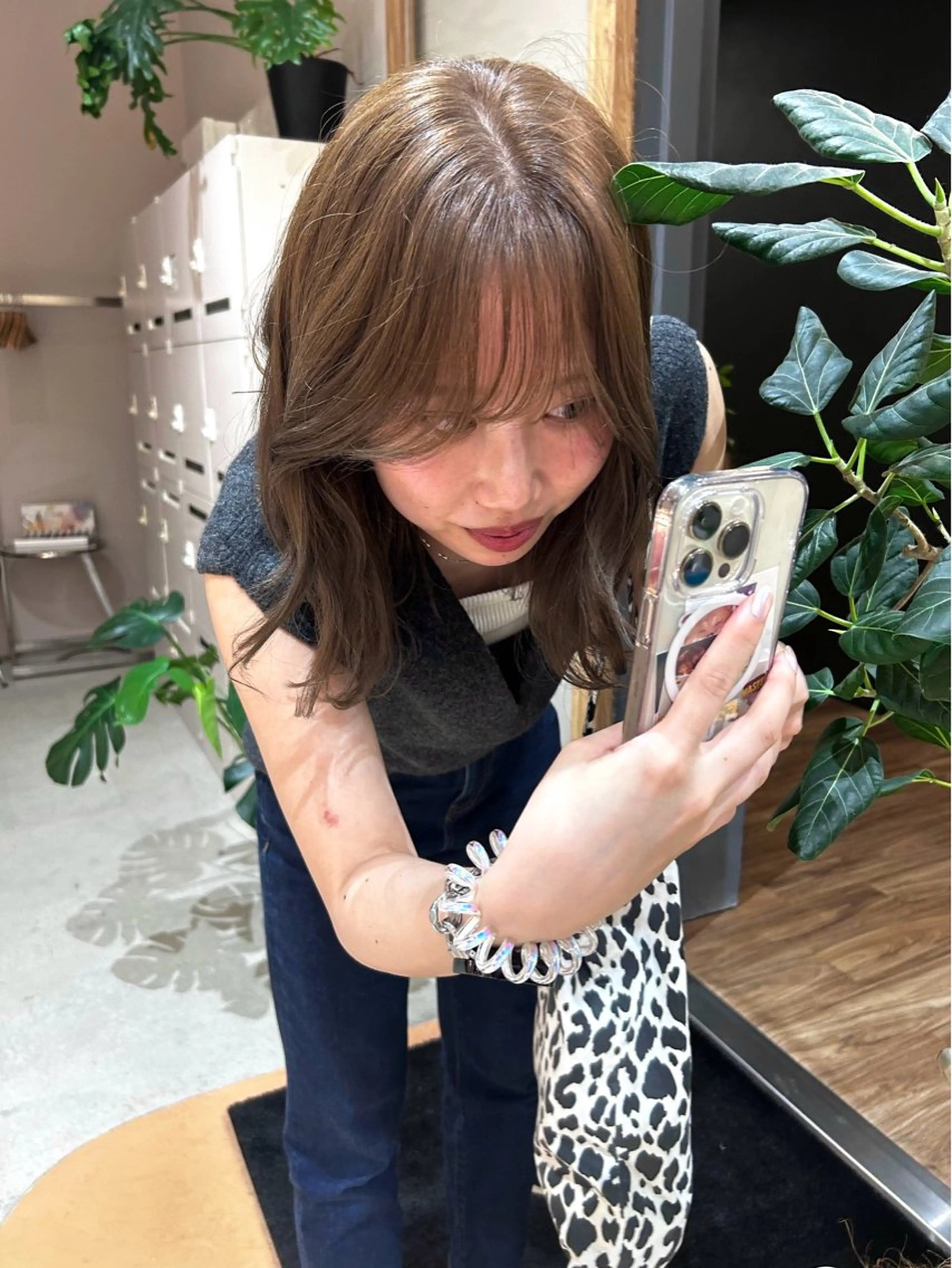 ミディアム ヘアカラー レイヤー・ボブカット ／もえまる🌻のヘアスタイル