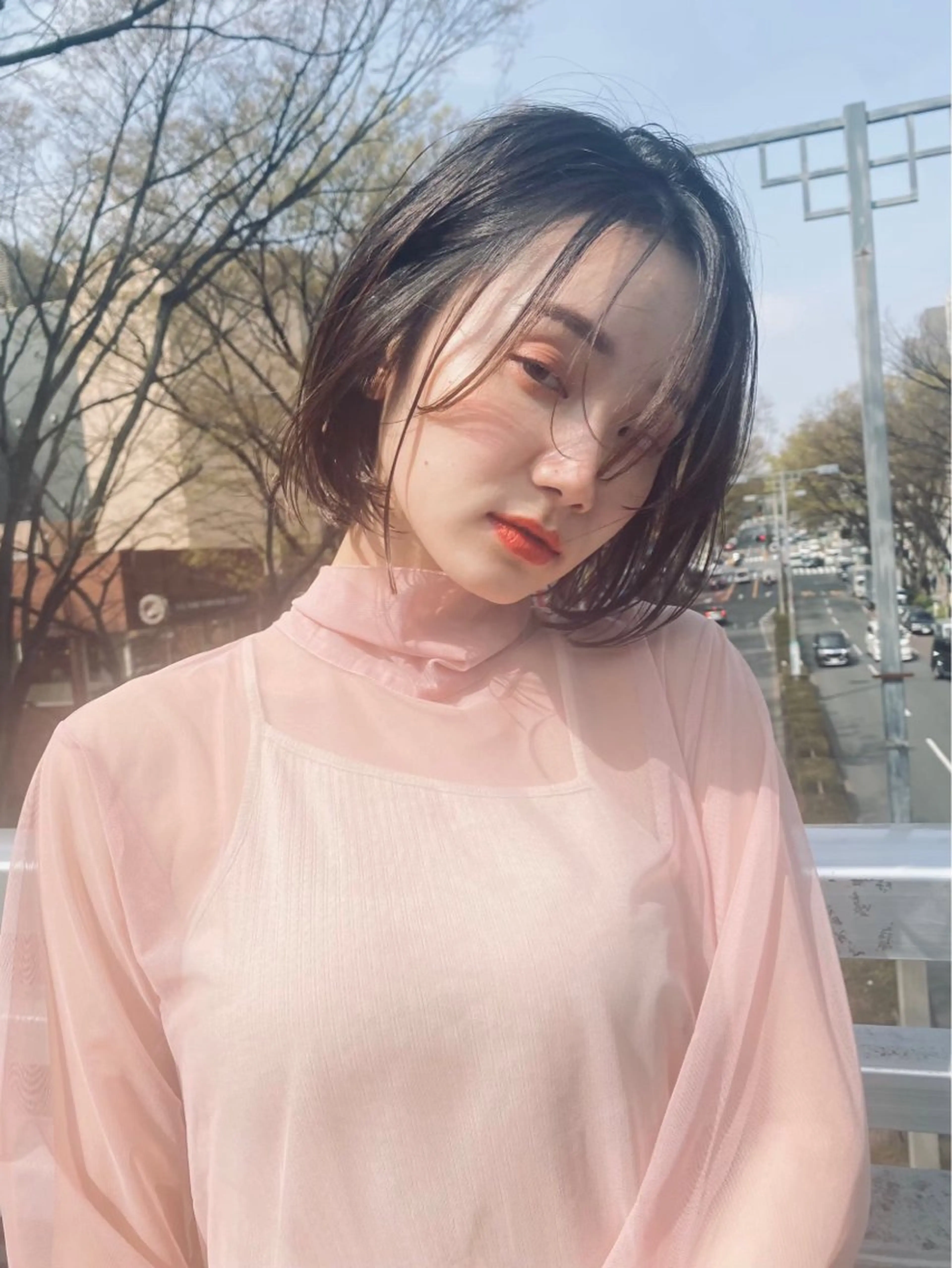 ミディアム カラー パーマ 透明感/オリーブ/ グレージュ/YUKAのヘアスタイル