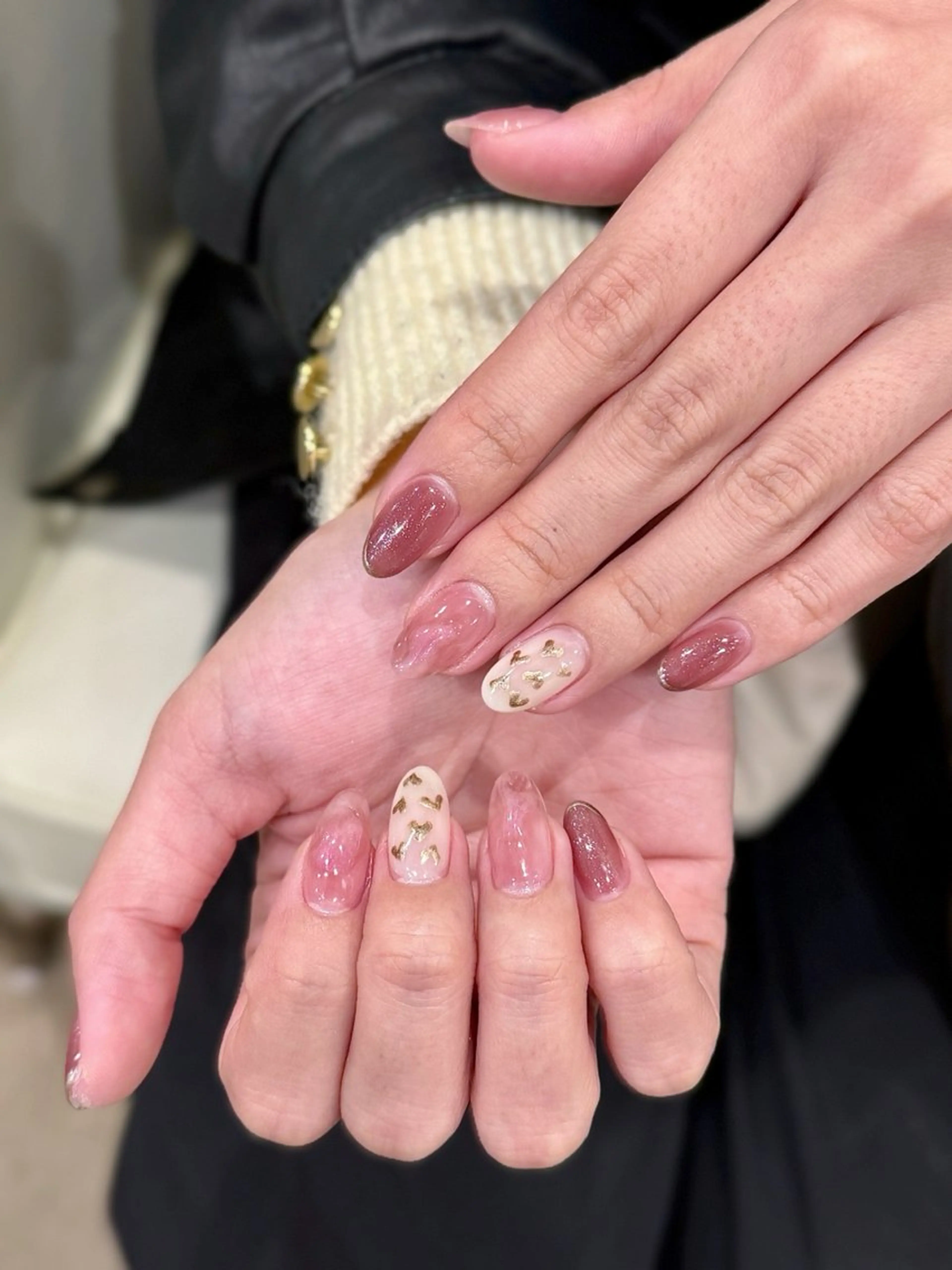 ネイル オーロラネイル チークネイル フレンチネイル ガラスフレンチ グラデーション H&Bsalon カイのネイルデザイン