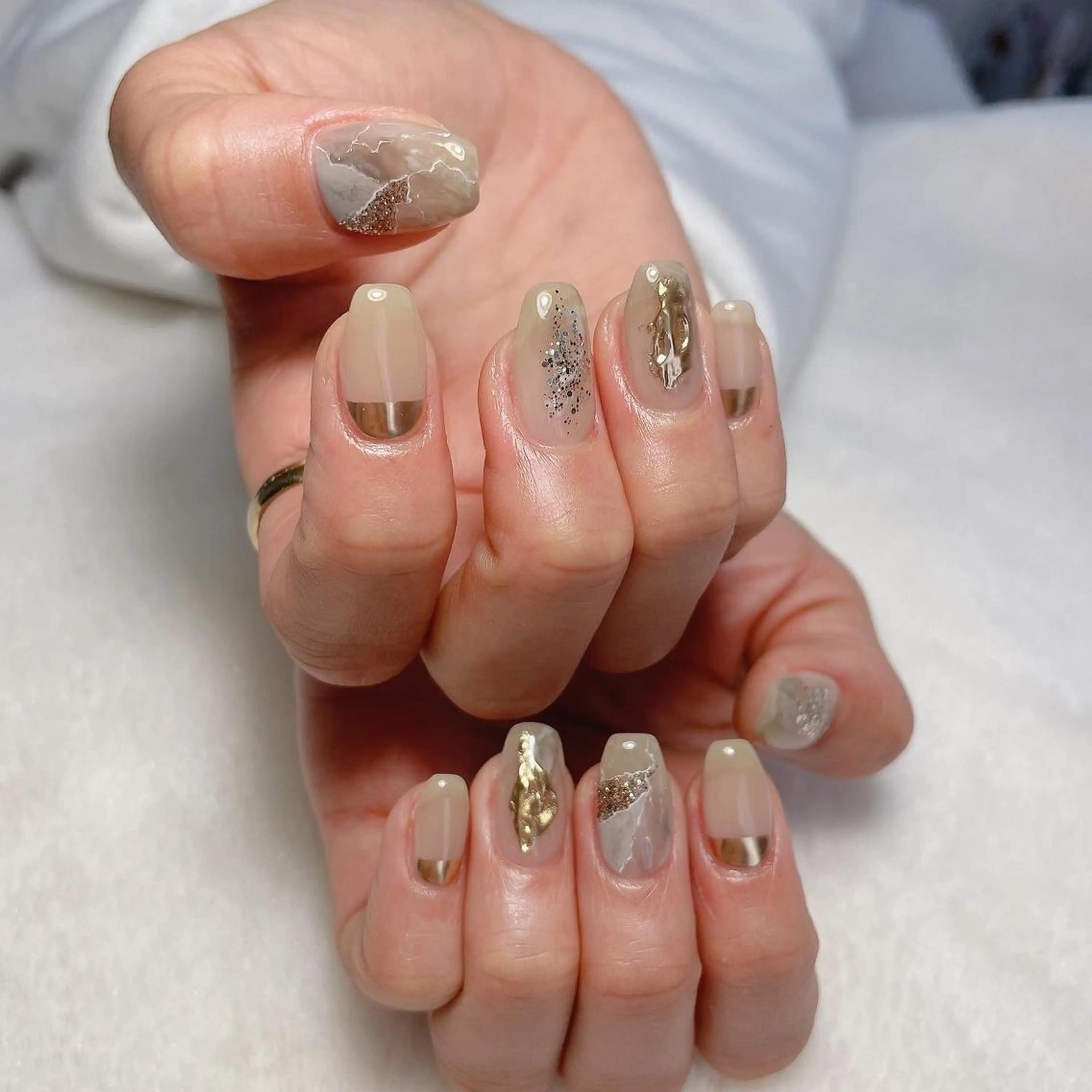 ネイル アートネイル 大理石ネイル(マーブル) ハンドネイル kipinail 川﨑えりかのネイルデザイン