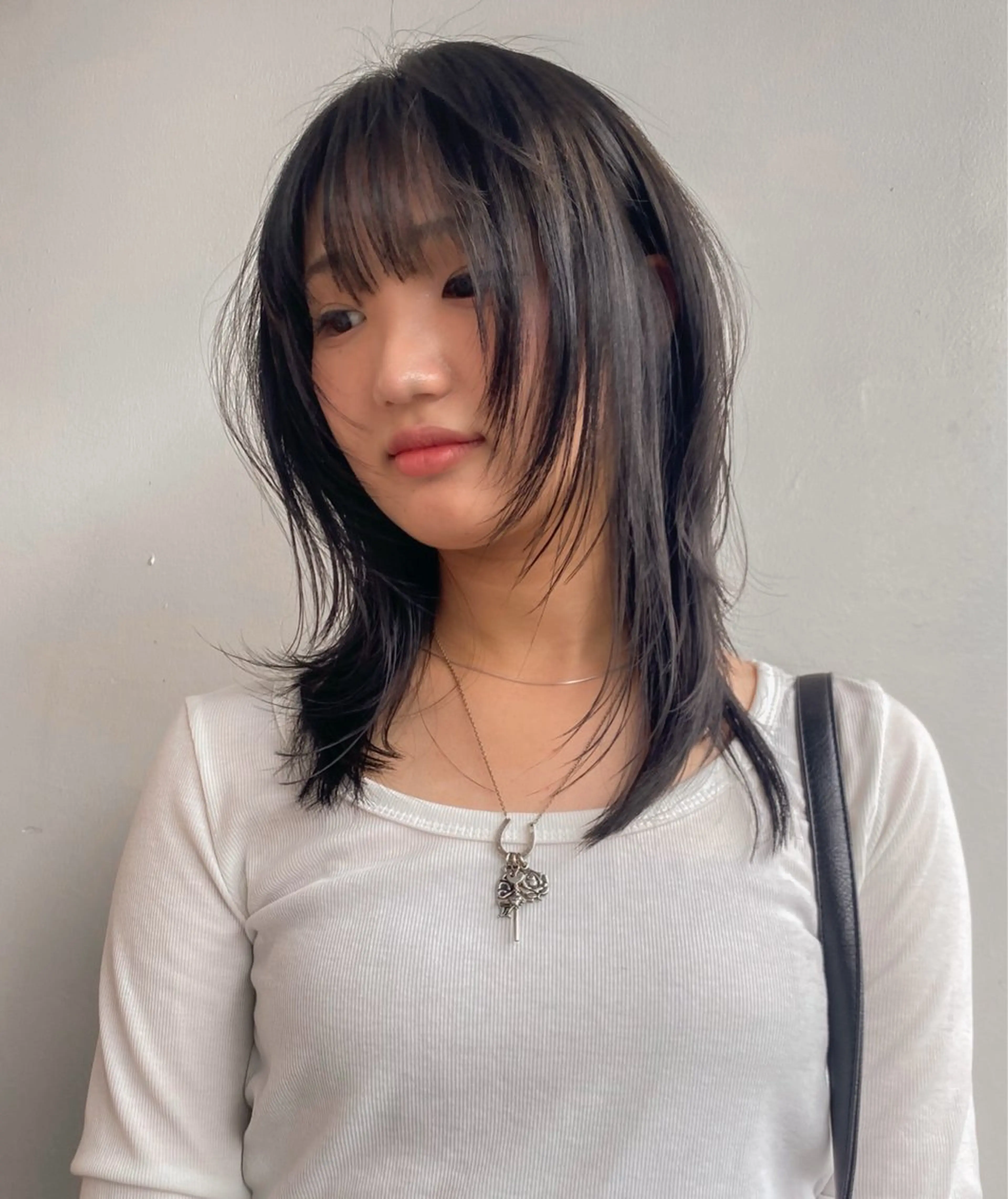 セミロング カラー ヘアアレンジ くびれヘア 韓国風ヘア 🎀韓国レイヤー 🎀白石菜々のヘアスタイル