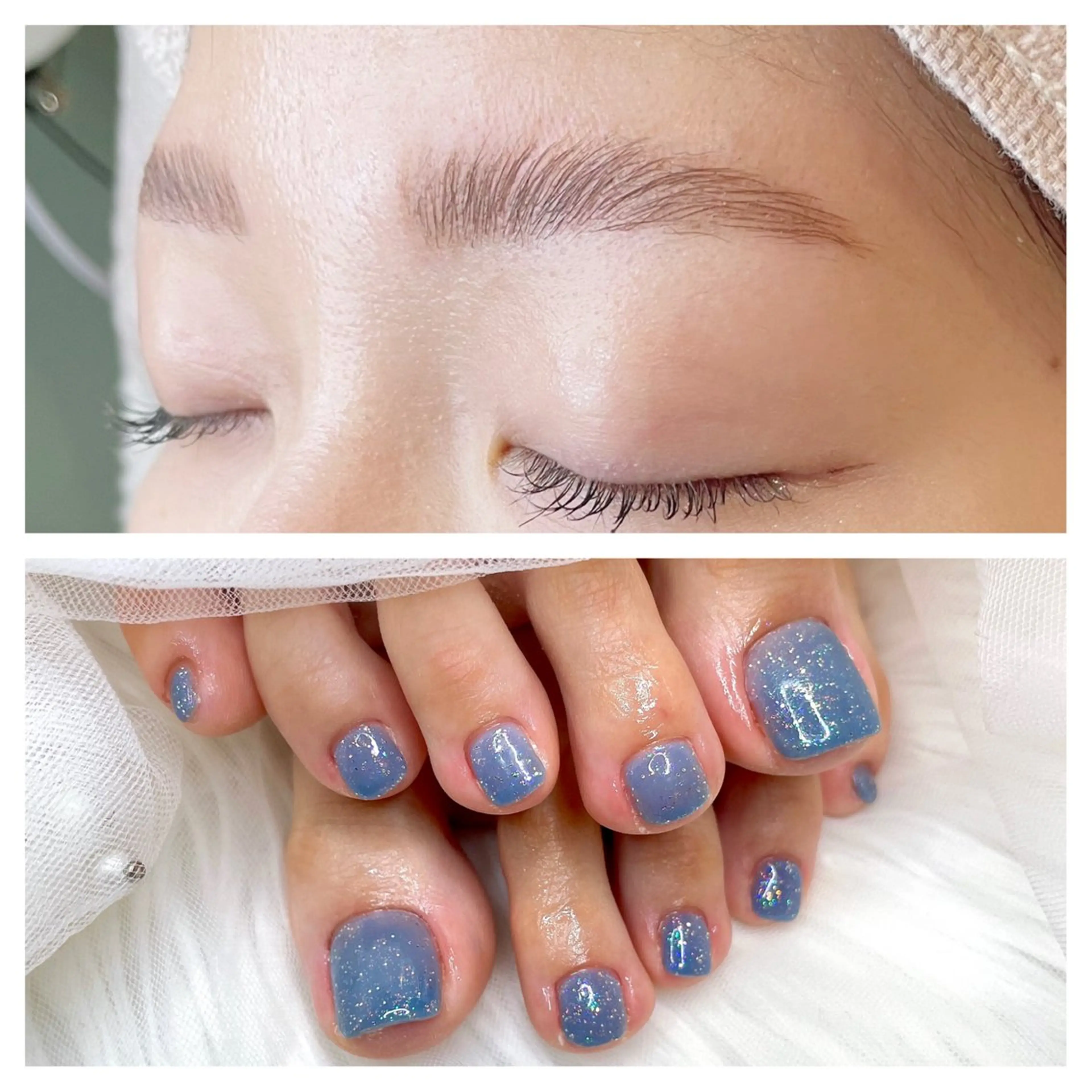 ハリウッドブロウ×フットネイルSET🌿眉も足元も同時にキレイに！💎の写真