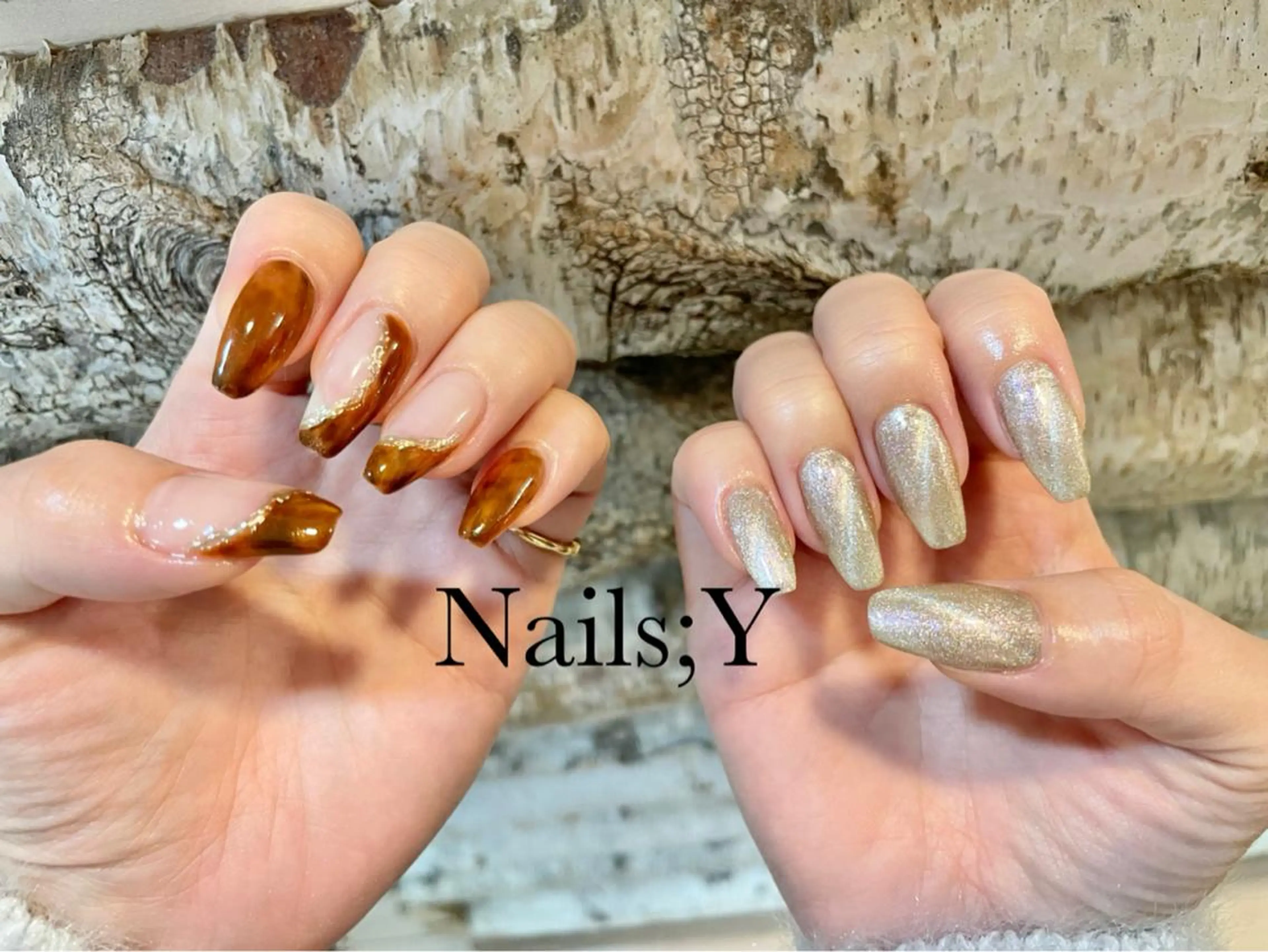 ネイル べっ甲ネイル ボルドー ジェルネイル マグネットネイル パラジェル yo koのネイルデザイン