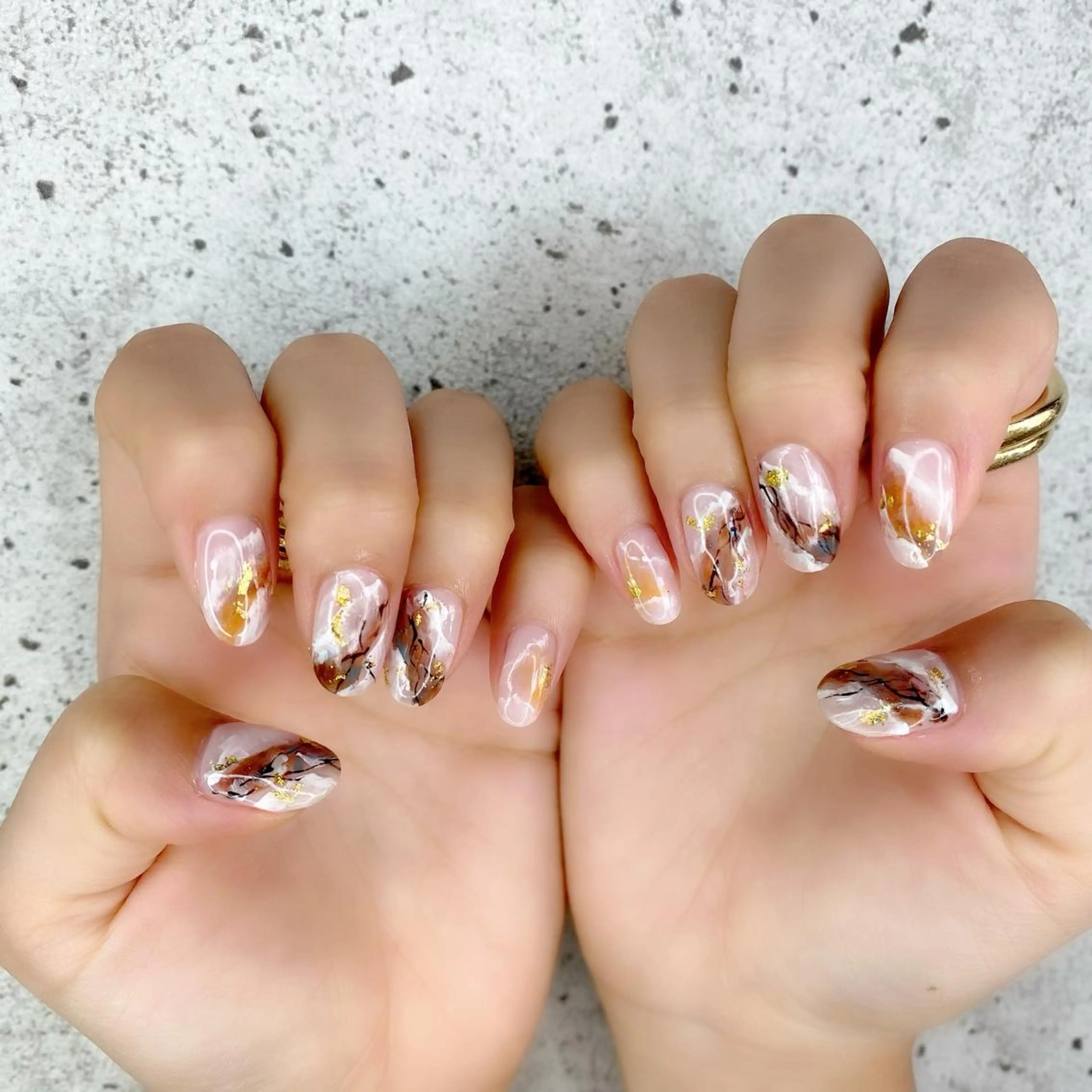 ミディアム カラー パーマ ヘアアレンジ メンズ キッズ ネイル マツエク・マツパ 大理石ネイル(マーブル) ニュアンスネイル ニュアンスパーマ ハンドネイル Salon Ｋのネイルデザイン