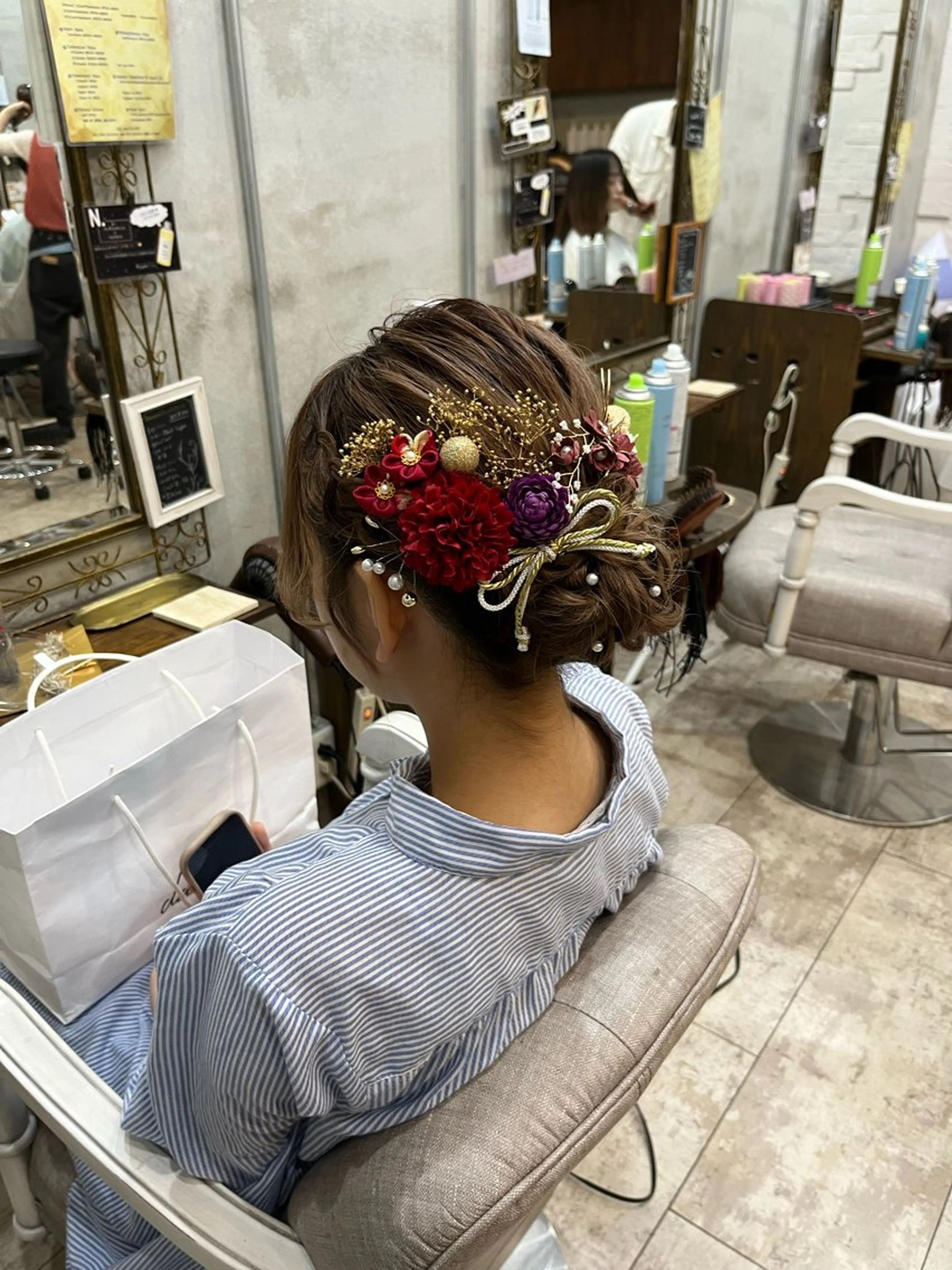 セミロング ヘアセット 艶髪/ハイトーン/ ヘアセット/モエノのヘアスタイル