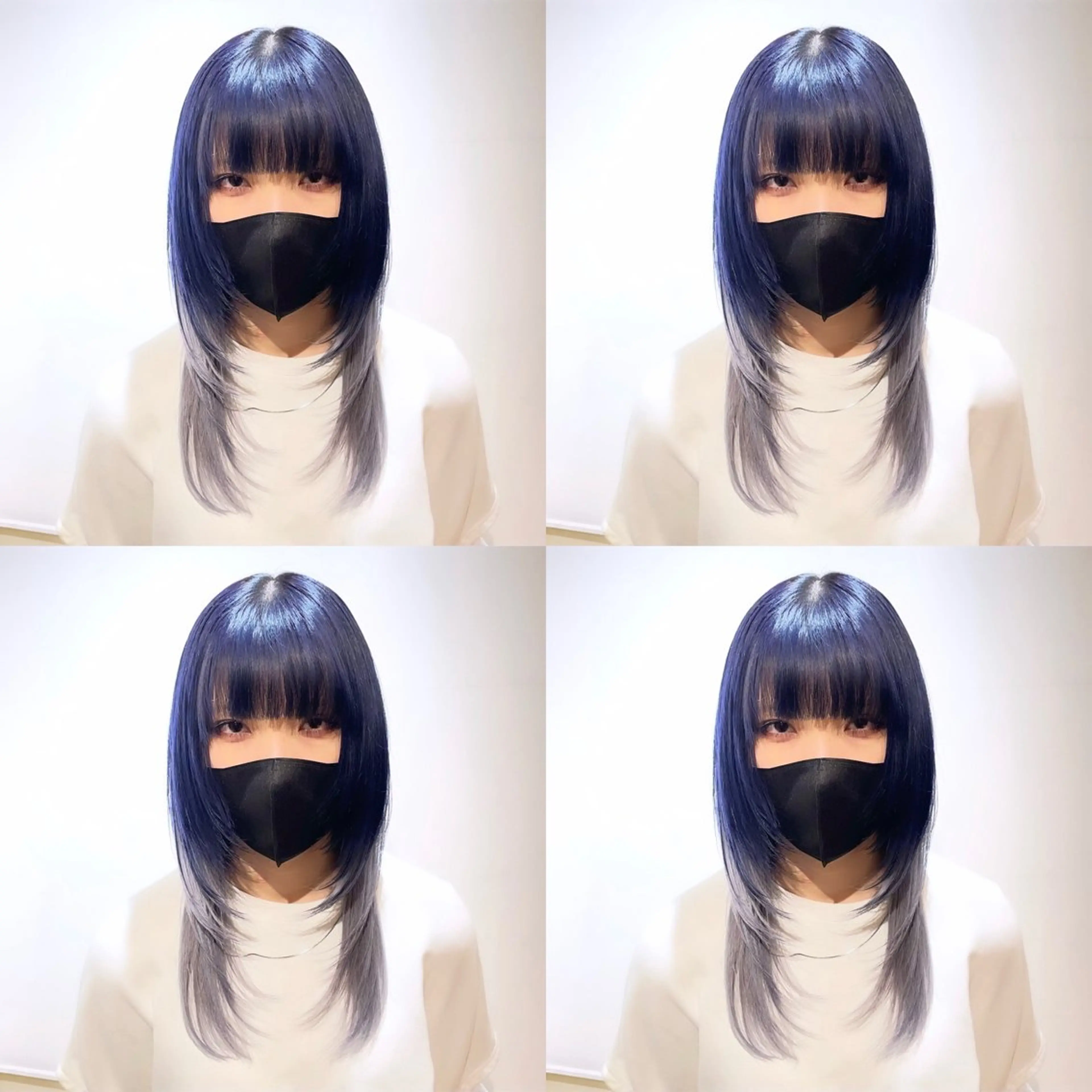 ミディアム カラー 黒髪 ブルーカラー ブルーブラック シルバー 🌟トップデザイナー 高橋🌟のヘアスタイル