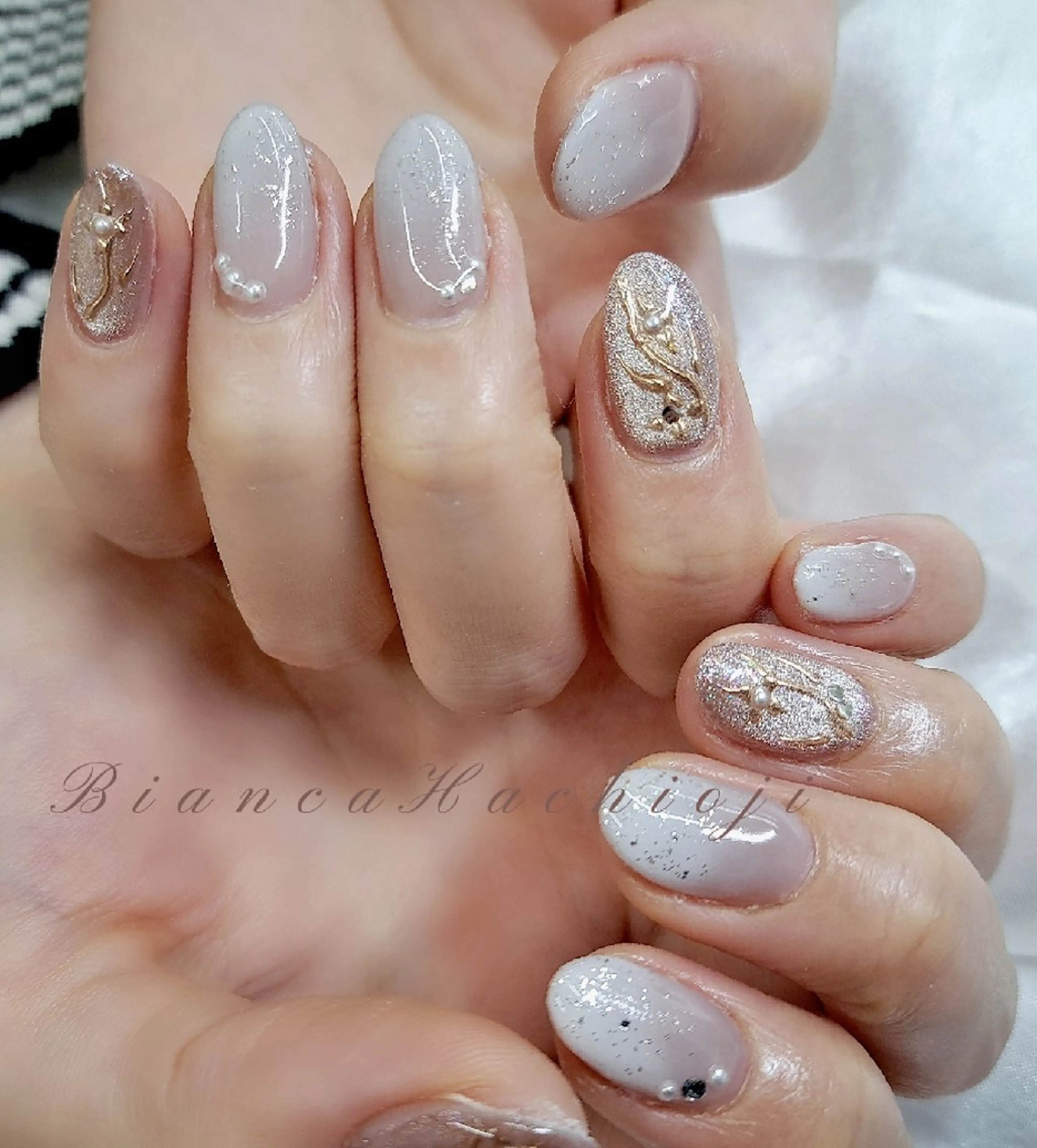 ネイル マグネットネイル ミラーネイル パープル Bianca八王子 まえさだのネイルデザイン