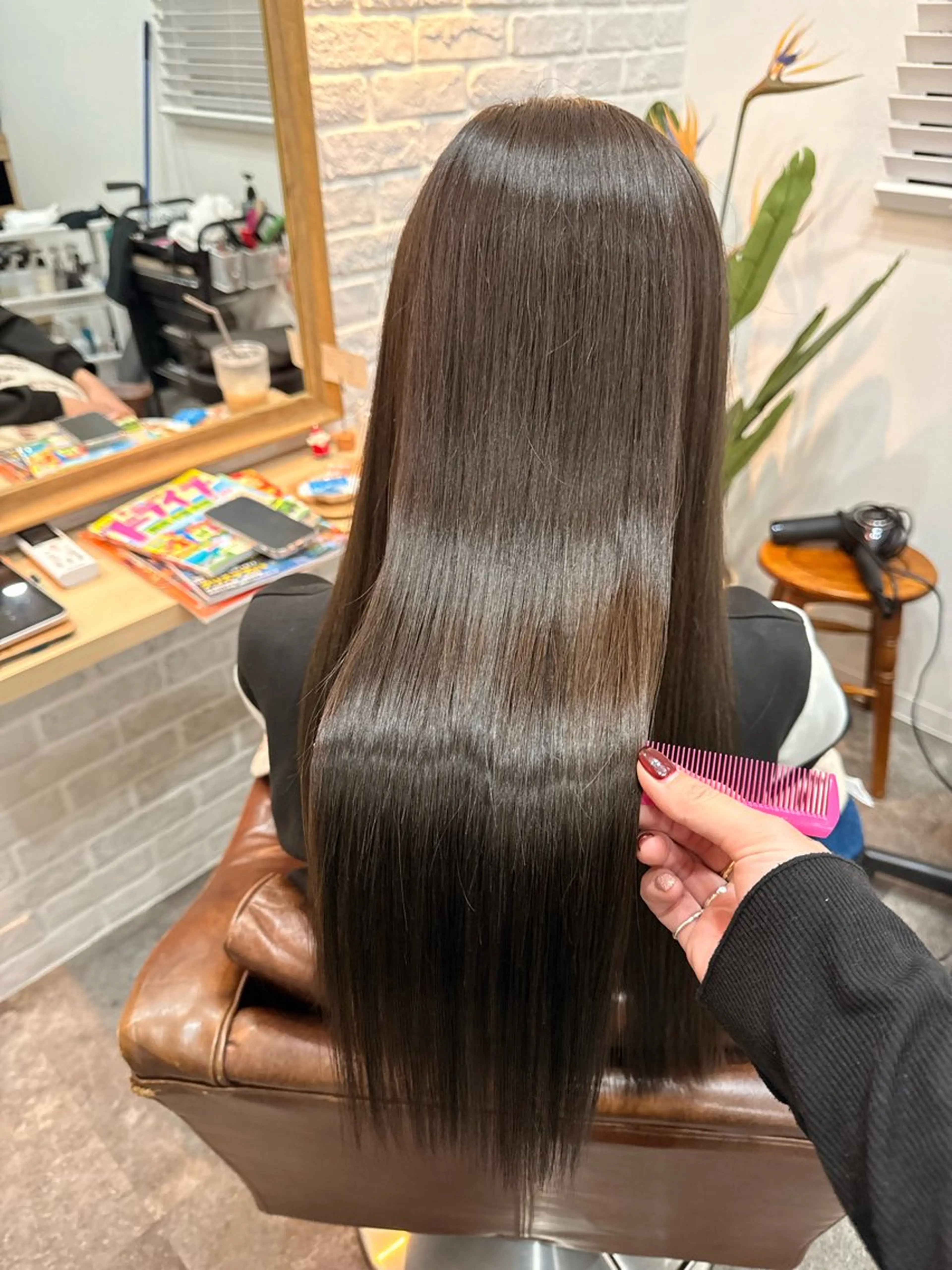 ロング カラー 透明感カラー グレージュ オレンジ 髪質改善 縮毛矯正 GOODDAY 🫧Manami🫧のヘアスタイル