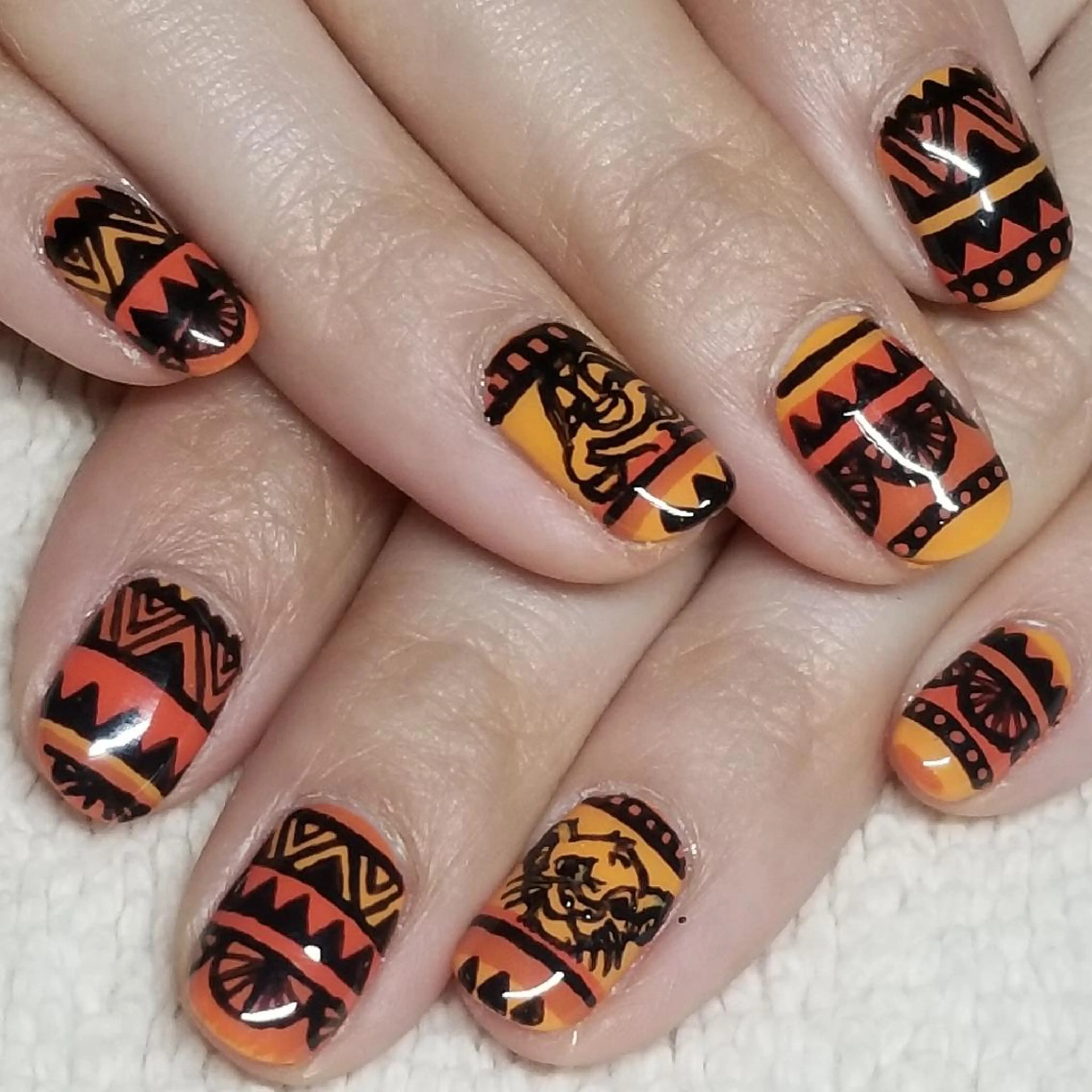 ネイル ボーダー オレンジ ハンドネイル よしだ ひろきのネイルデザイン