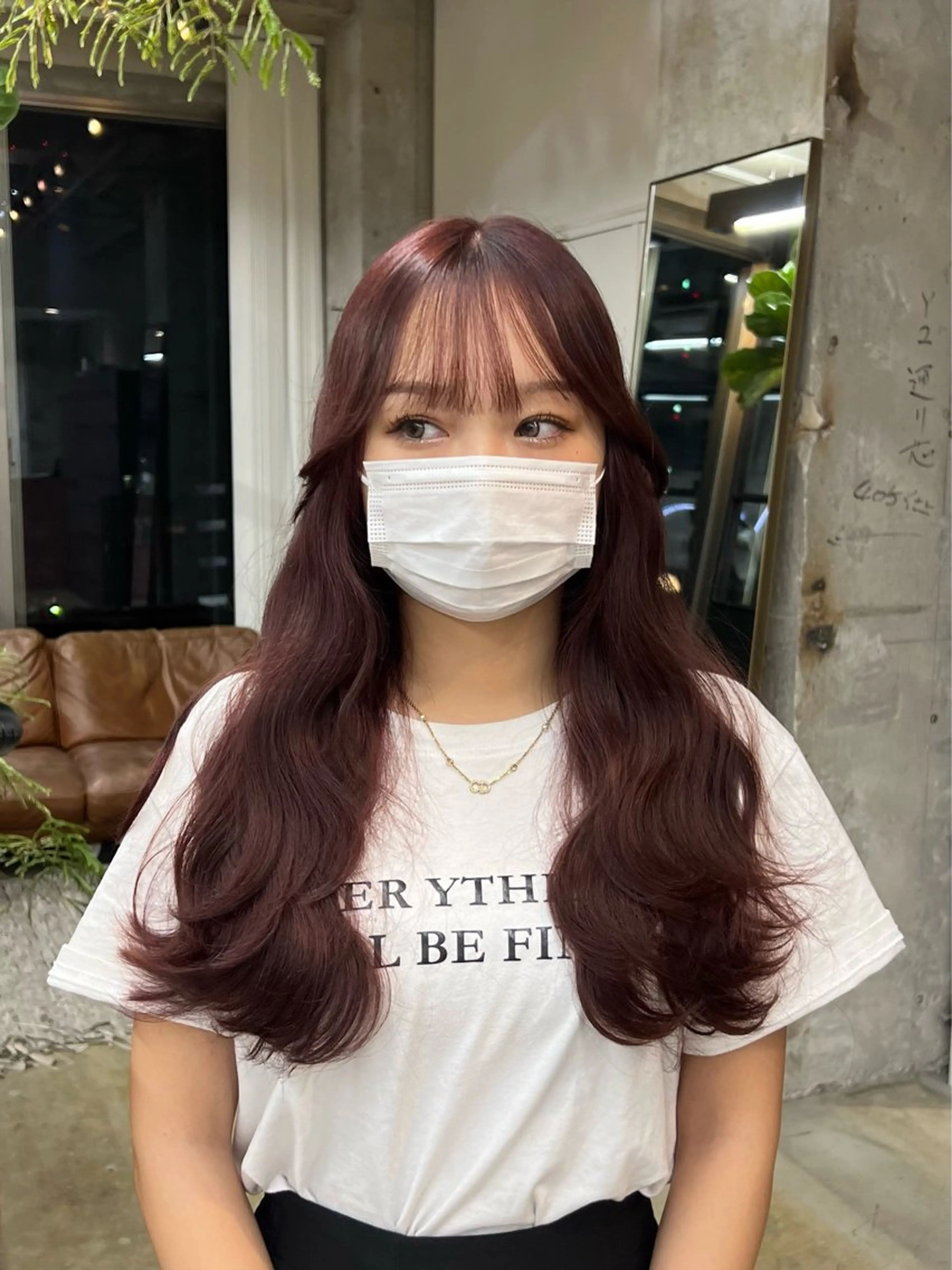 ロング カラー 顔周りカット レイヤーカット カット ヘアカラー era所属・azumi/ボブ/暖 色/オリーブ/縮毛のヘアスタイル